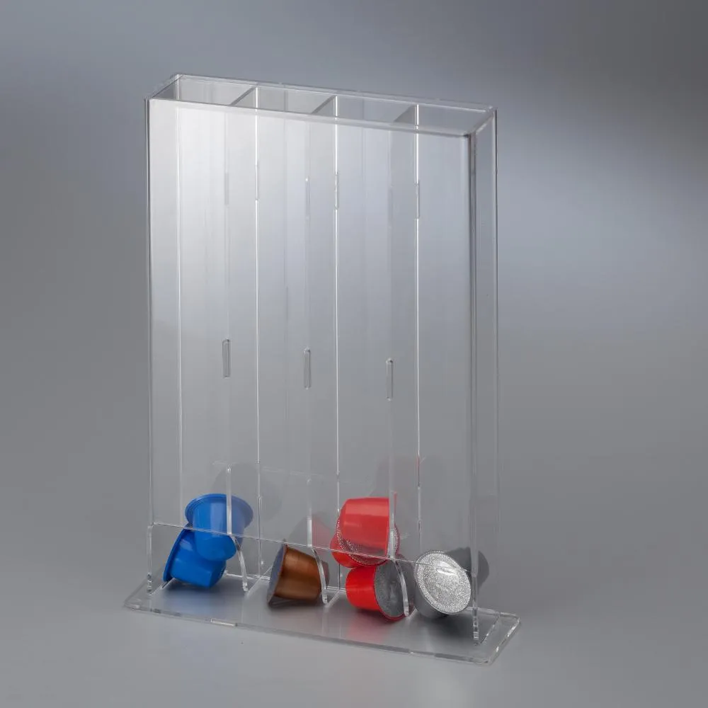 Porta Capsule in plexiglass verticale con 4 divisori ONLY CUPS 21,5X6Xh30 cm Trasparente