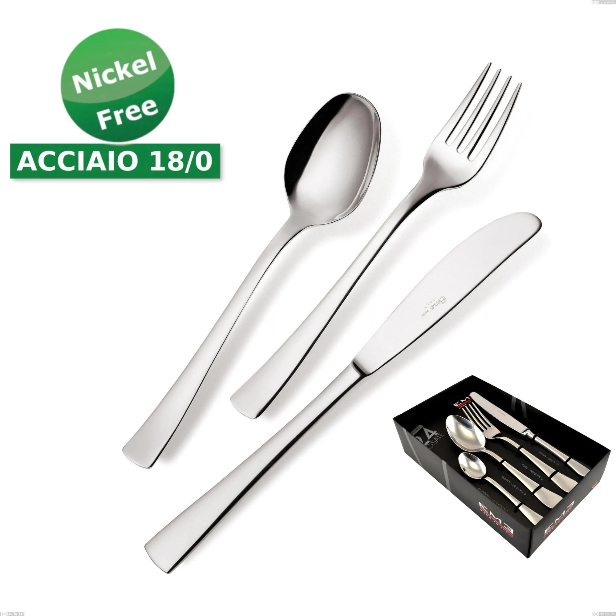 Confezione vetrina 24 pezzi coltello economico Alfa 18/0 nichel free, (Acciaio 18/ C) Nichel Free, spessore 2 mm