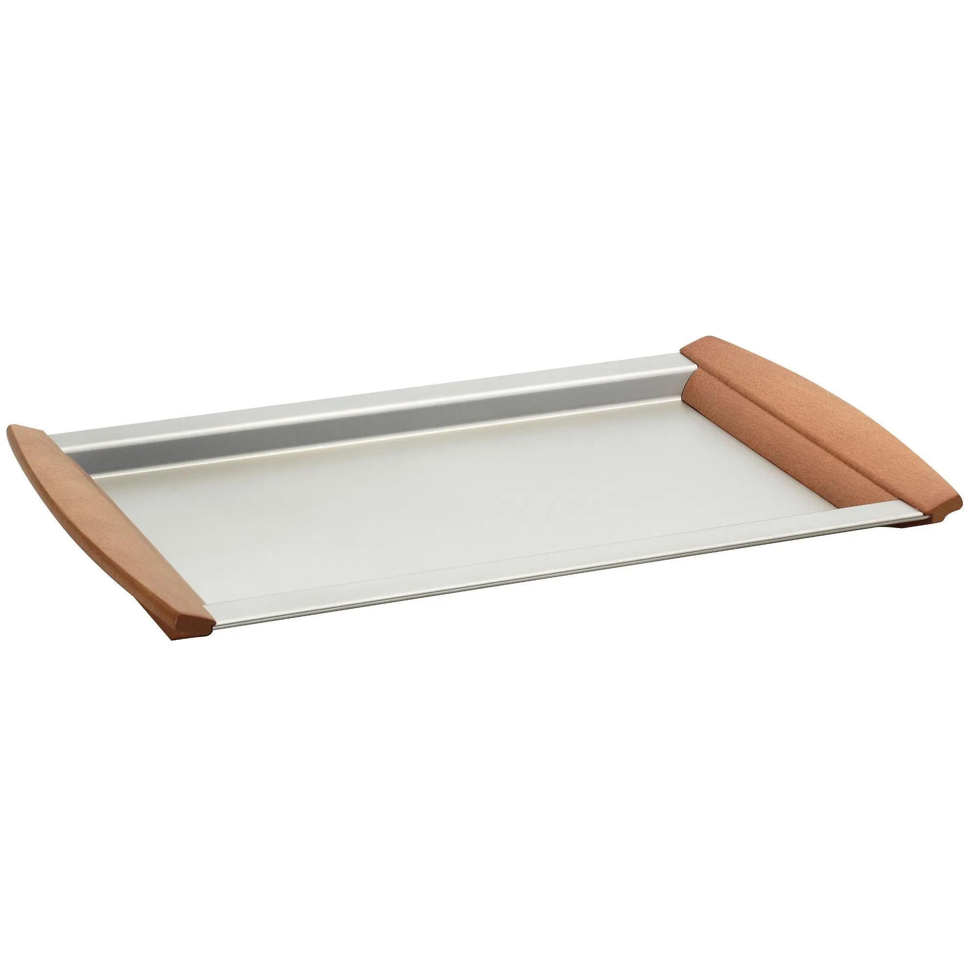 Vassoio Rettangolare ALLURE 23x33 cm in acciaio inox 18/10 Sabbiato e manici in legno