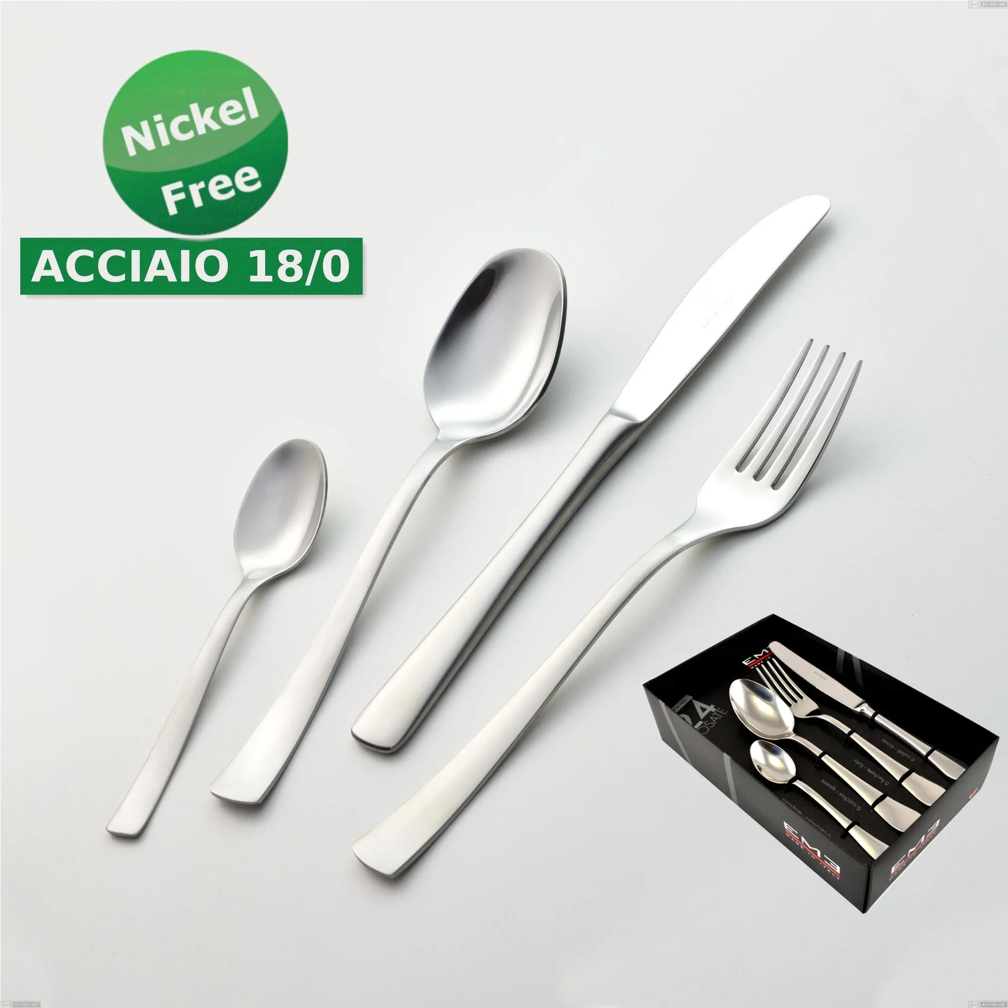 Confezione vetrina 24 pezzi coltello economico Alfa Satinata 18/0 nichel free, (inox 18/ 0) Nichel Free, spessore 2 mm