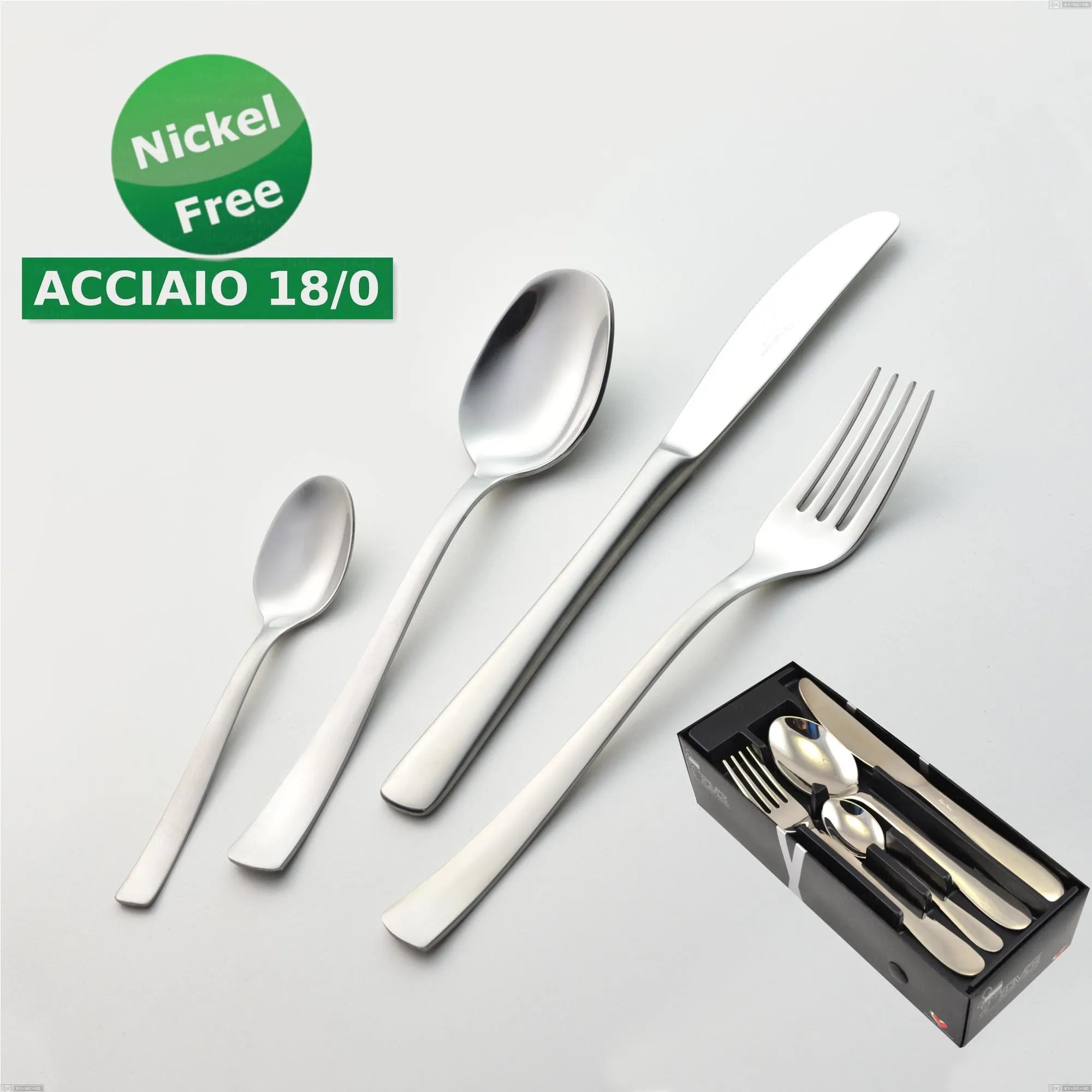 Confezione salvaspazio 24 pezzi coltello economico Alfa Satinata 18/0 nichel free, (inox 18/ 0) Nichel Free, spessore 2 mm