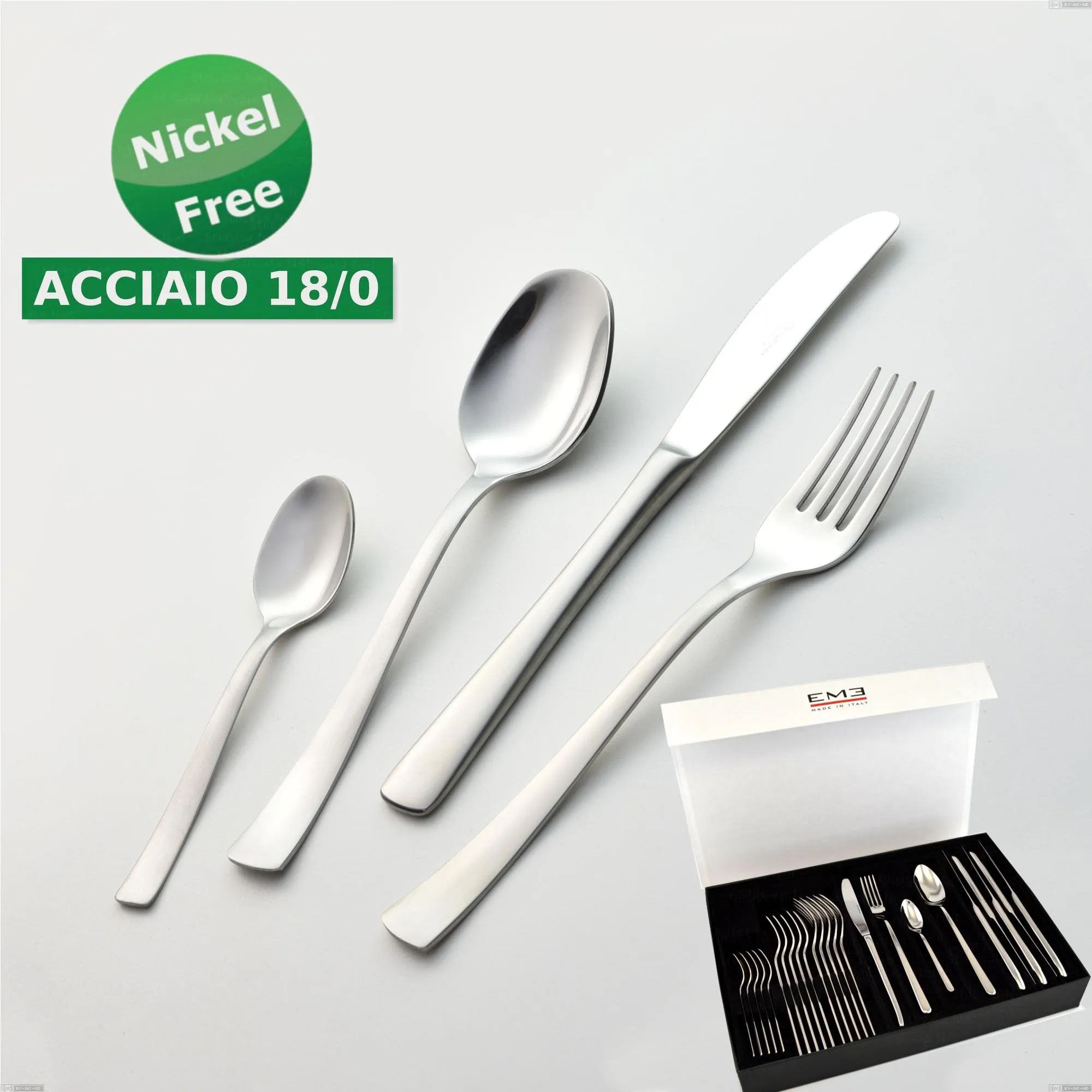 Confezione panoramica libro 24 pezzi coltello economico Alfa Satinata 18/0 nichel free, (inox 18/ 0) Nichel Free, spessore 2 mm