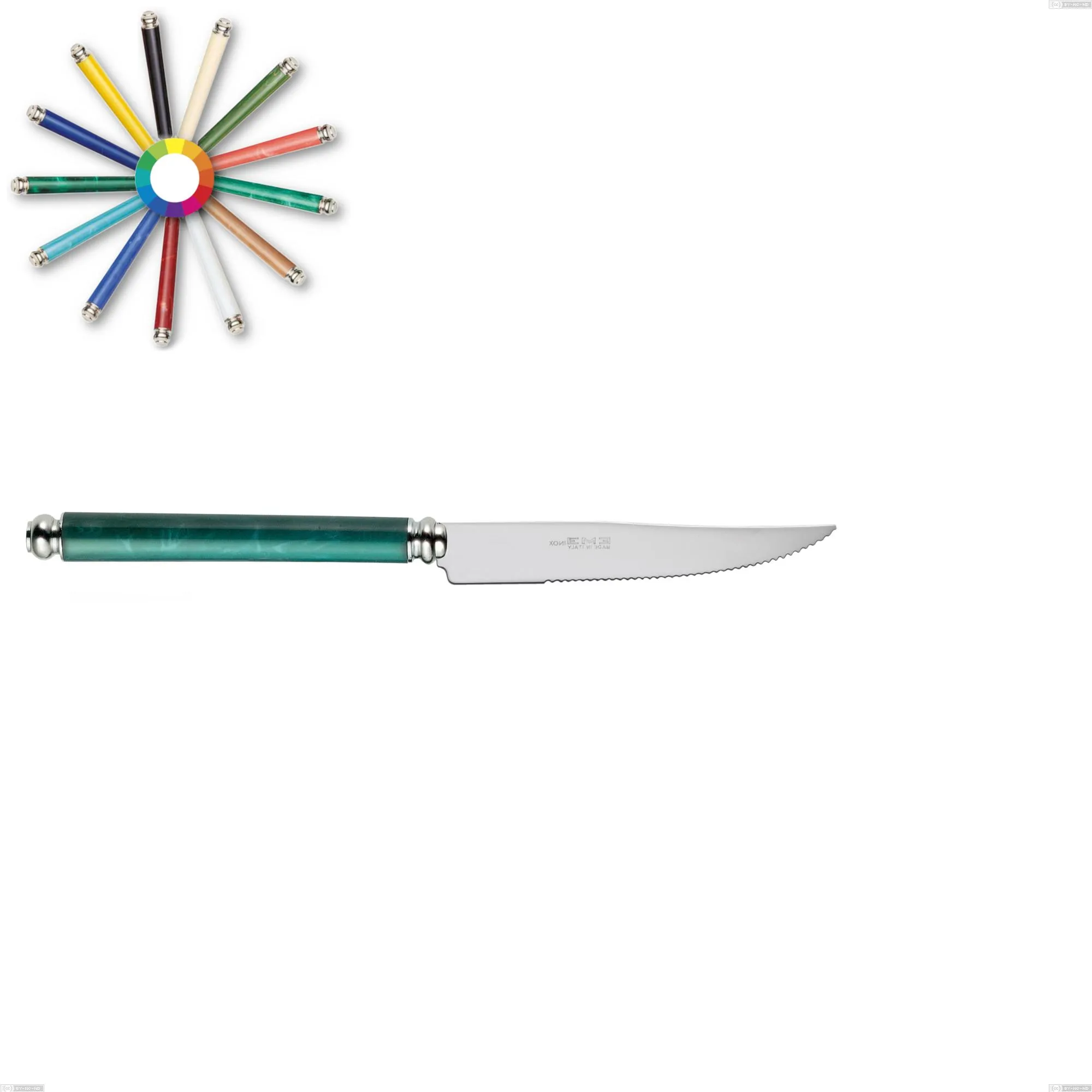 Coltello bistecca Arcadia, Acciaio 18/10 AISI 304 Lucido manicatura acrilico doppia ghiera, lunghezza 225 mm