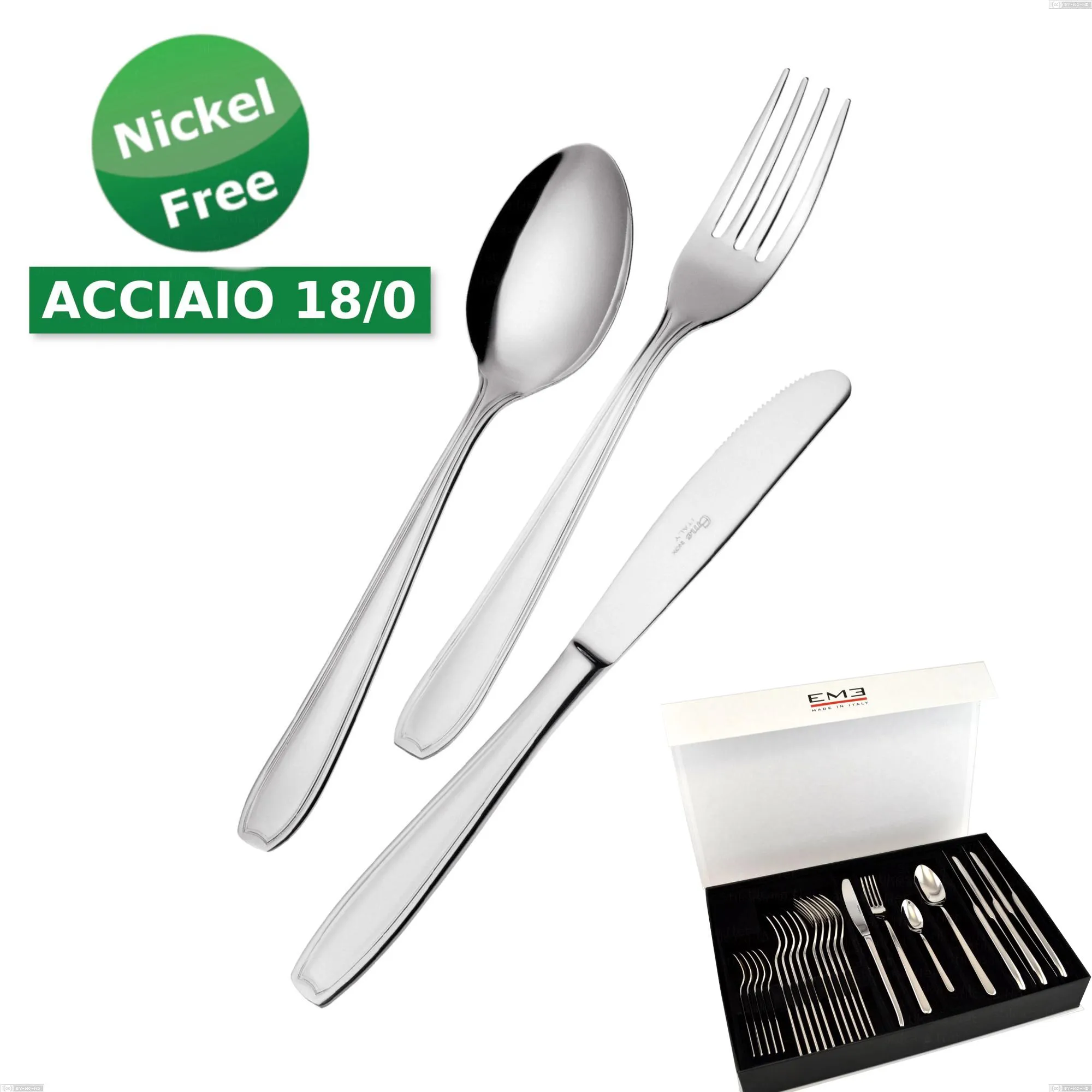 Confezione panoramica libro 24 pezzi coltello economico Atena 18 Cromo, (Acciaio 18/0) Nichel Free, spessore 2 mm