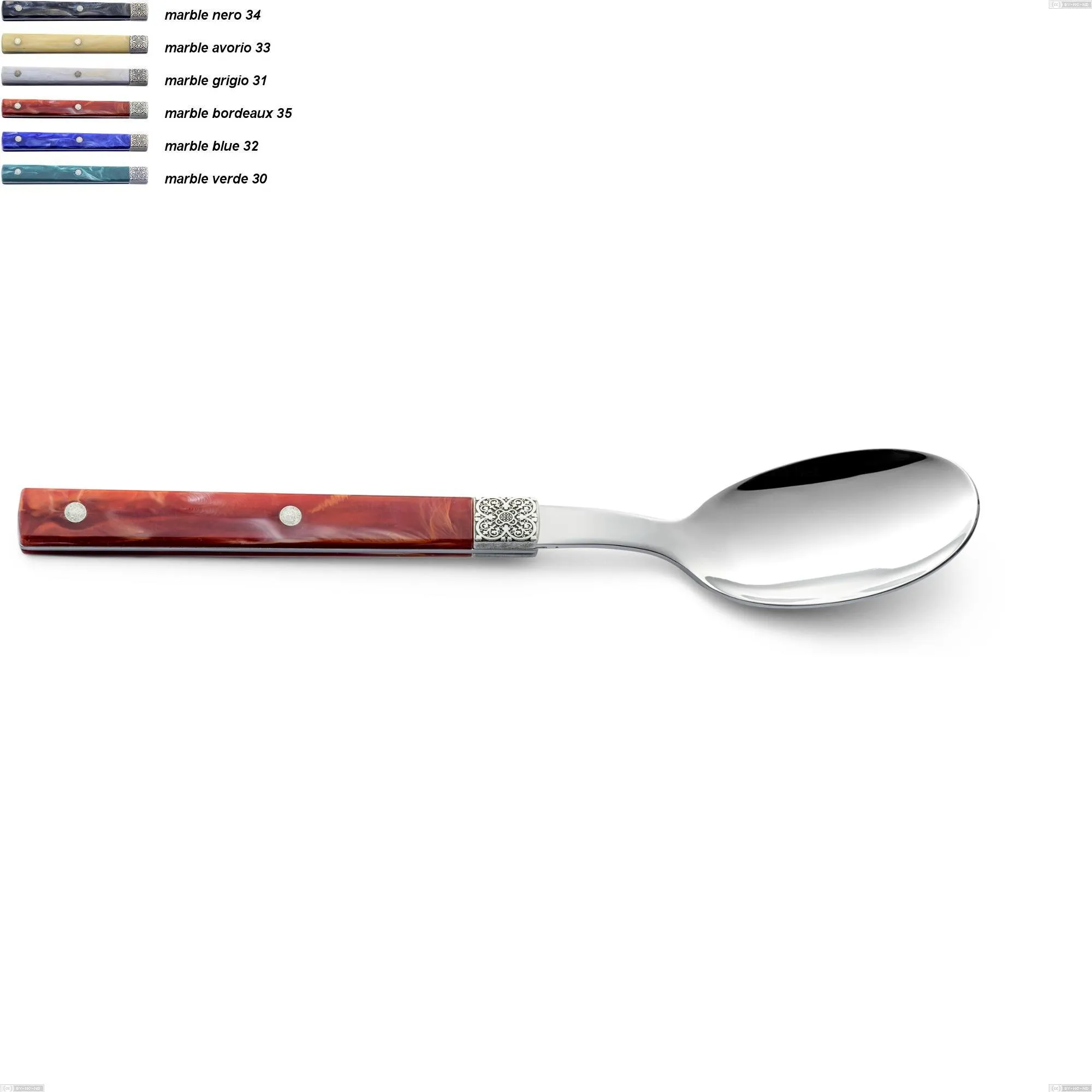 Cucchiaino frutta boheme, Acciaio inox (Aisi 304) ghiera incisa con decoro classico e finitura argentata, lunghezza 190 mm