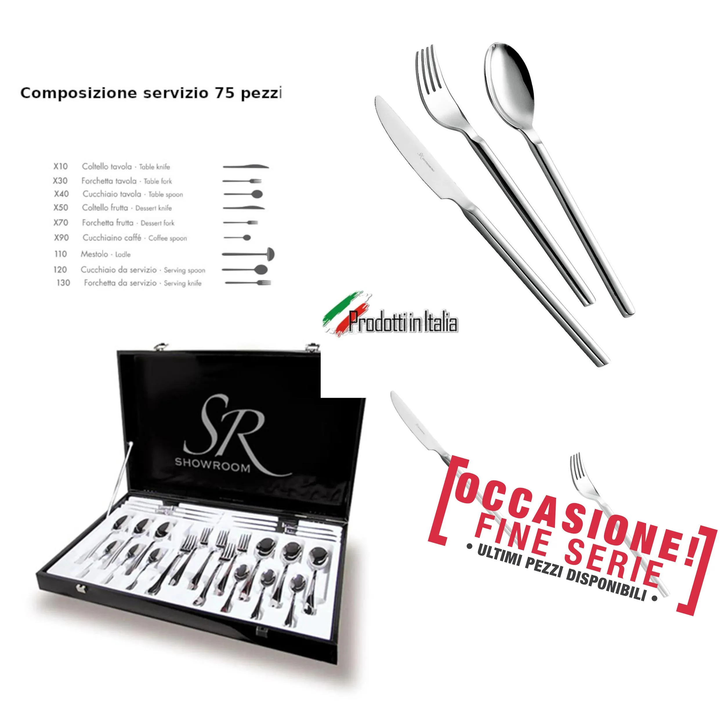 Servizio Posate 75 Pezzi MIZAR in acciaio inox 18/10 lucidato a specchio Forgiato in confezione regalo