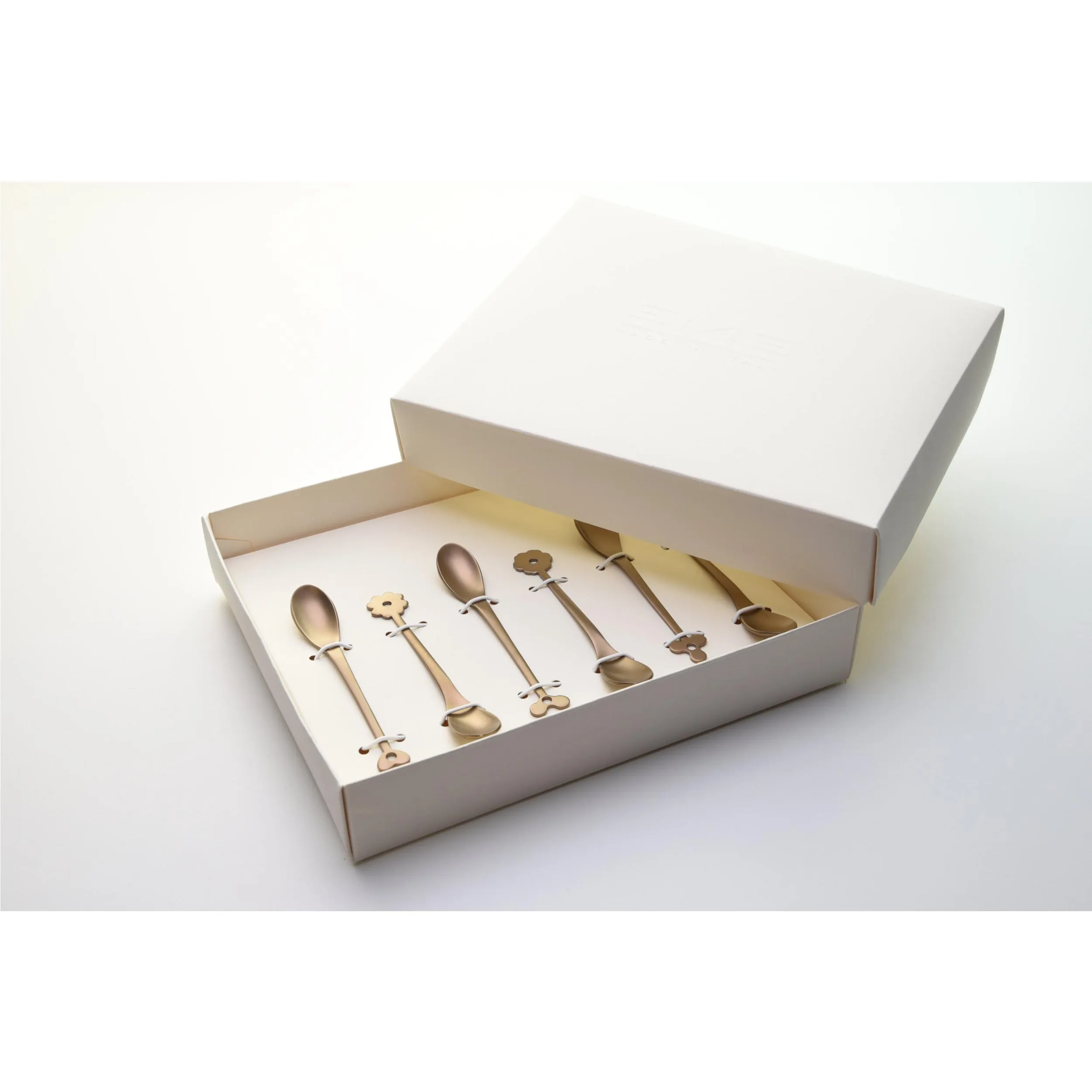 Cucchiaini Espresso e Moka CADEAU SAHARA in acciaio 18.10 AISI430 112 mm set 6 pezzi brunito oro opaco in confezione bomboniera