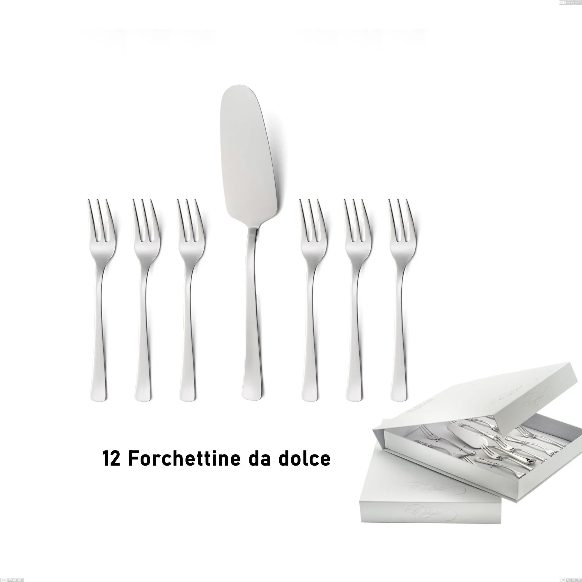 Confezione a libro 13 pezzi, forchettine più paletta dolce doram, Acciaio inox Aisi 304 lucido, spessore 2.5 mm