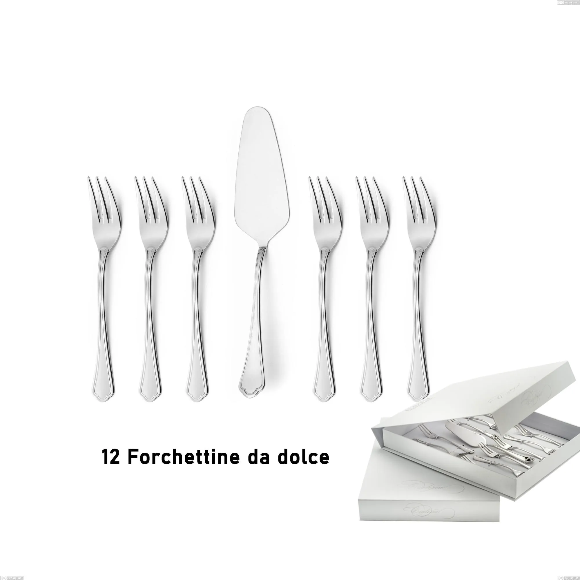 Confezione a libro 13 pezzi, forchettine più paletta dolce Domus, inox 18.10 (AISI304), spessore 3.0 mm