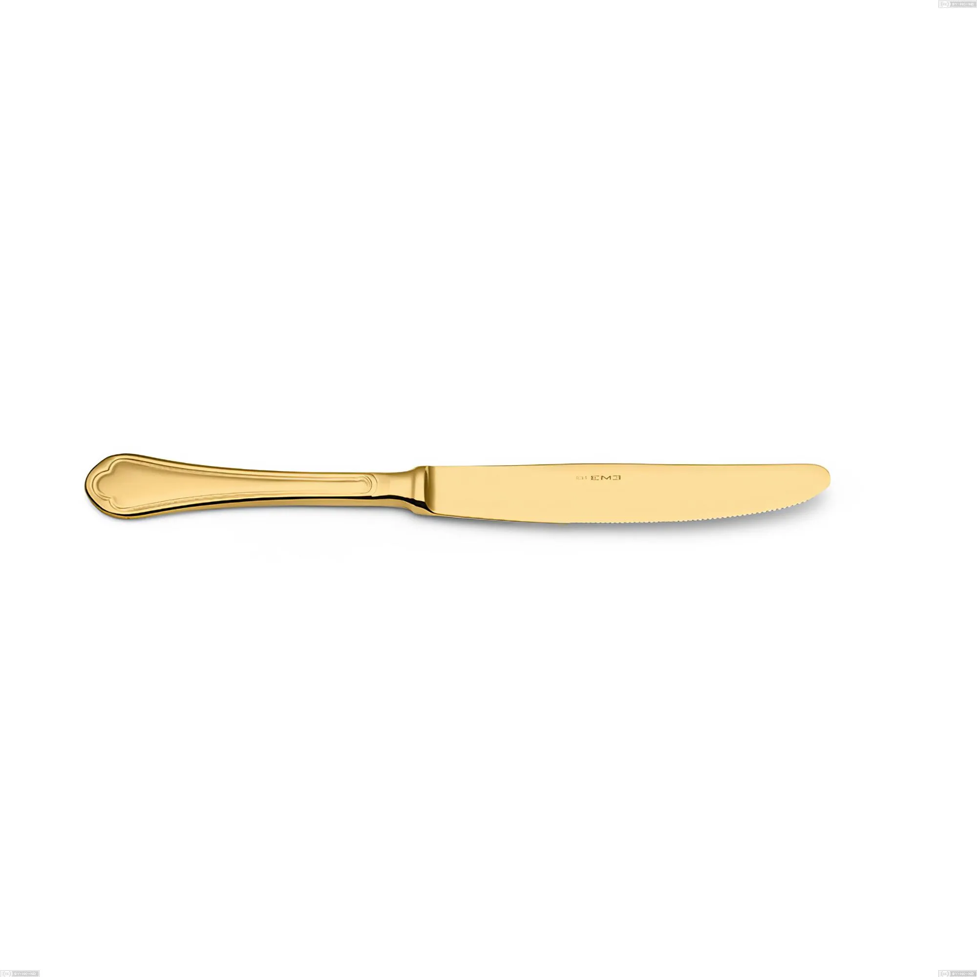 Coltello tavola Domus Gold, Acciaio 18/10, lunghezza 235 mm spessore 3 mm trattamento PVD Gold