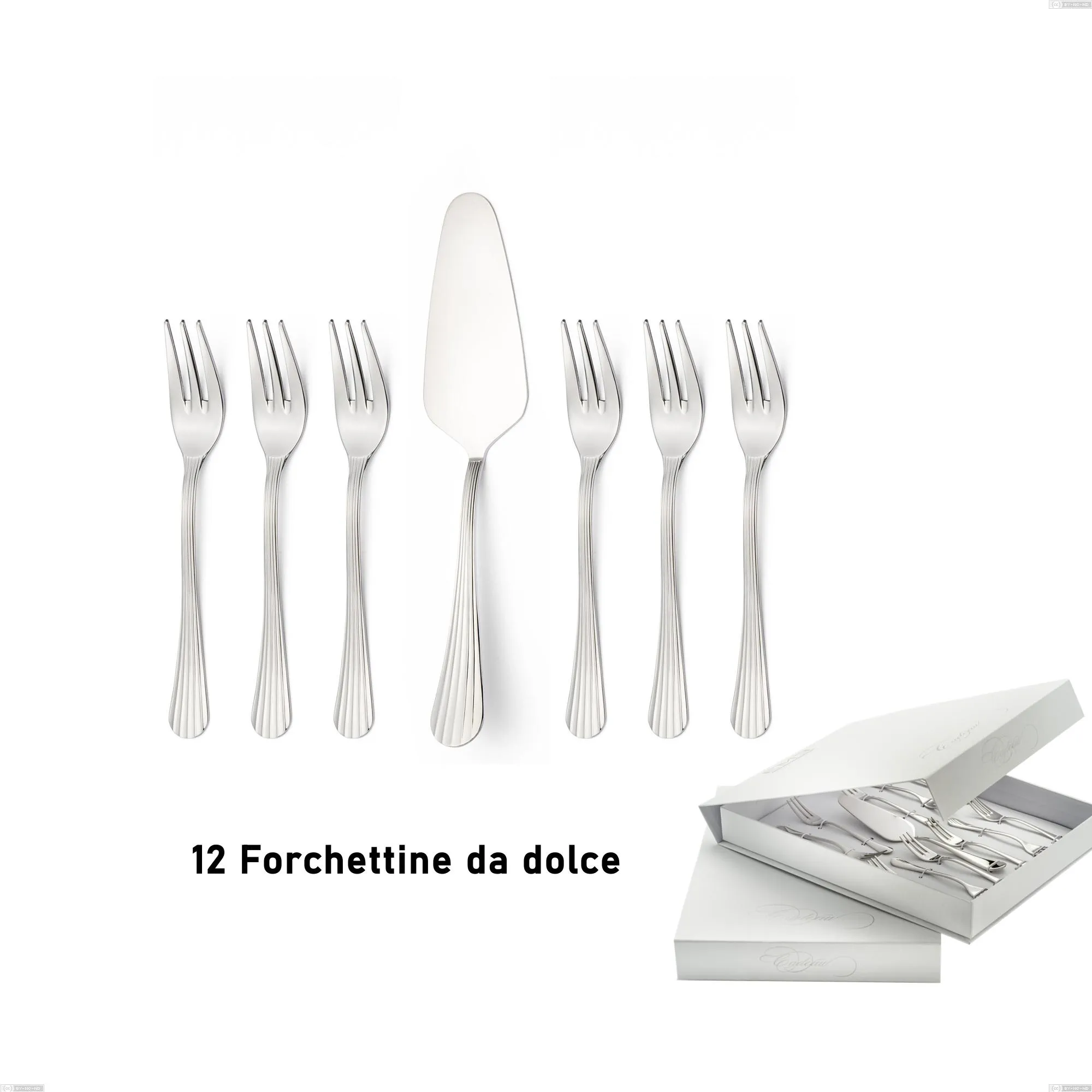 Confezione a libro 13 pezzi, forchettine più paletta dolce Eden, inox 18.10 (AISI304) , spessore 3.0 mm