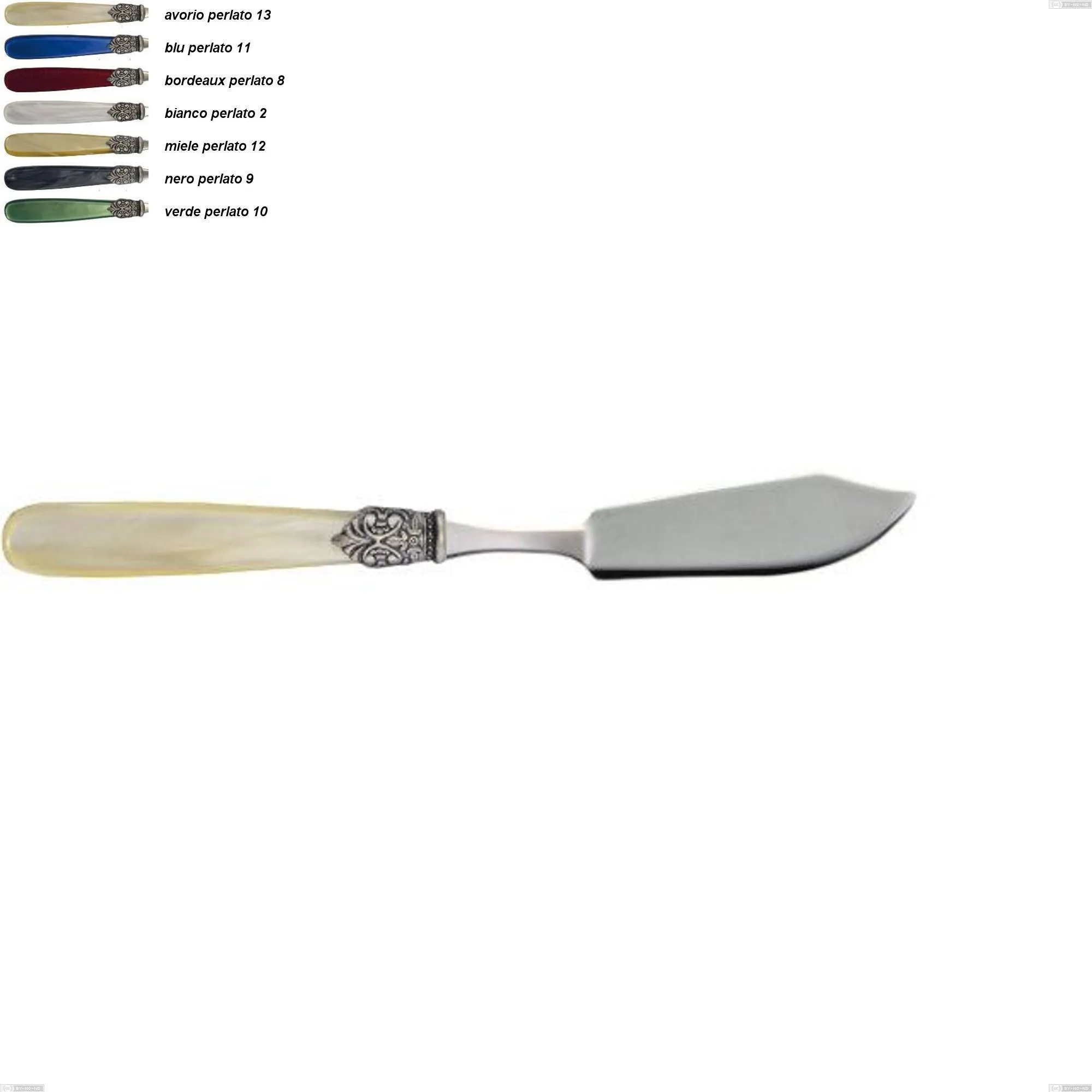 Coltello pesce georgian, Acciaio 18/10 AISI 304 Lucido manicatura acrilico perlato, lunghezza 219 mm
