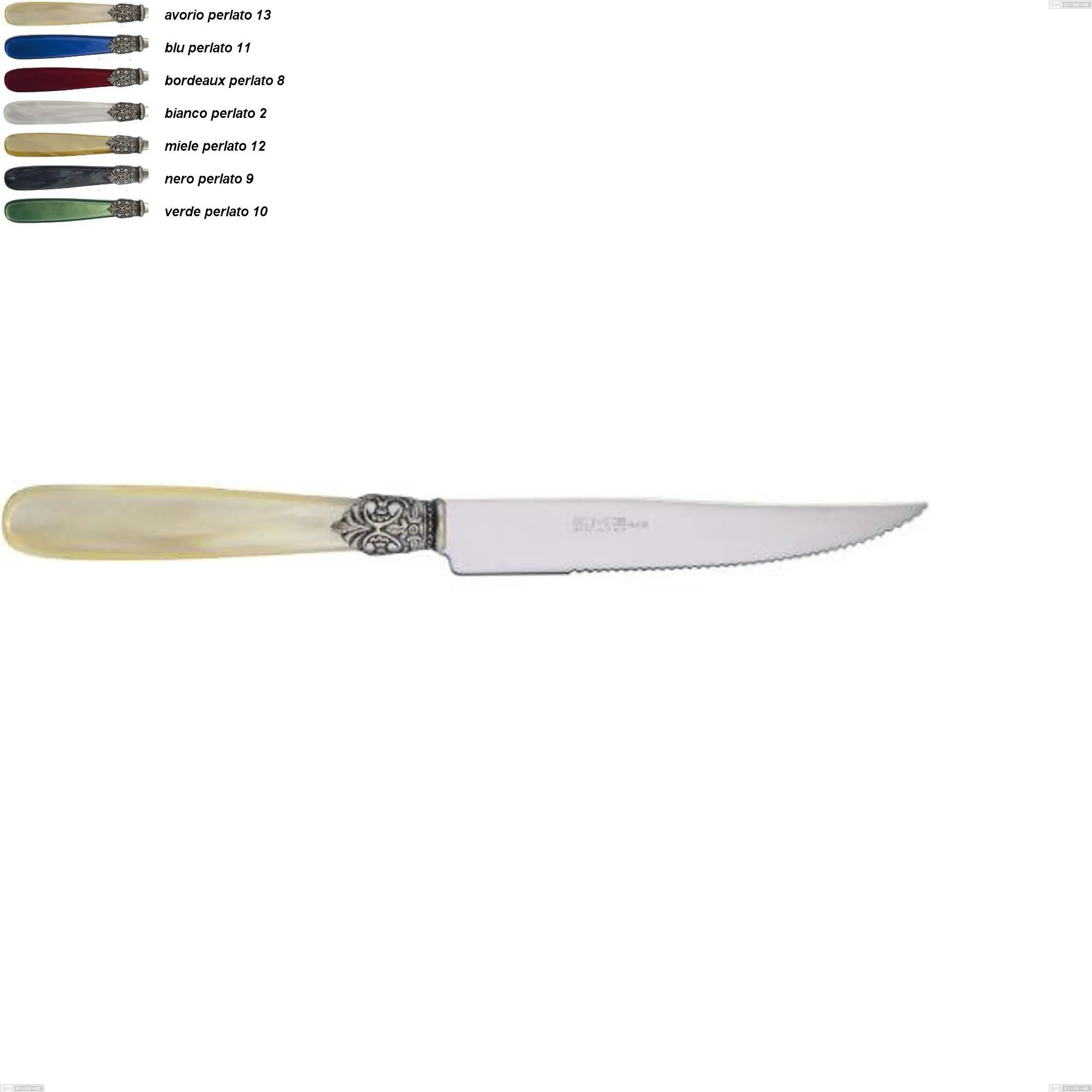 Coltello bistecca georgian, Acciaio 18/10 AISI 304 Lucido manicatura acrilico perlato, lunghezza 223 mm