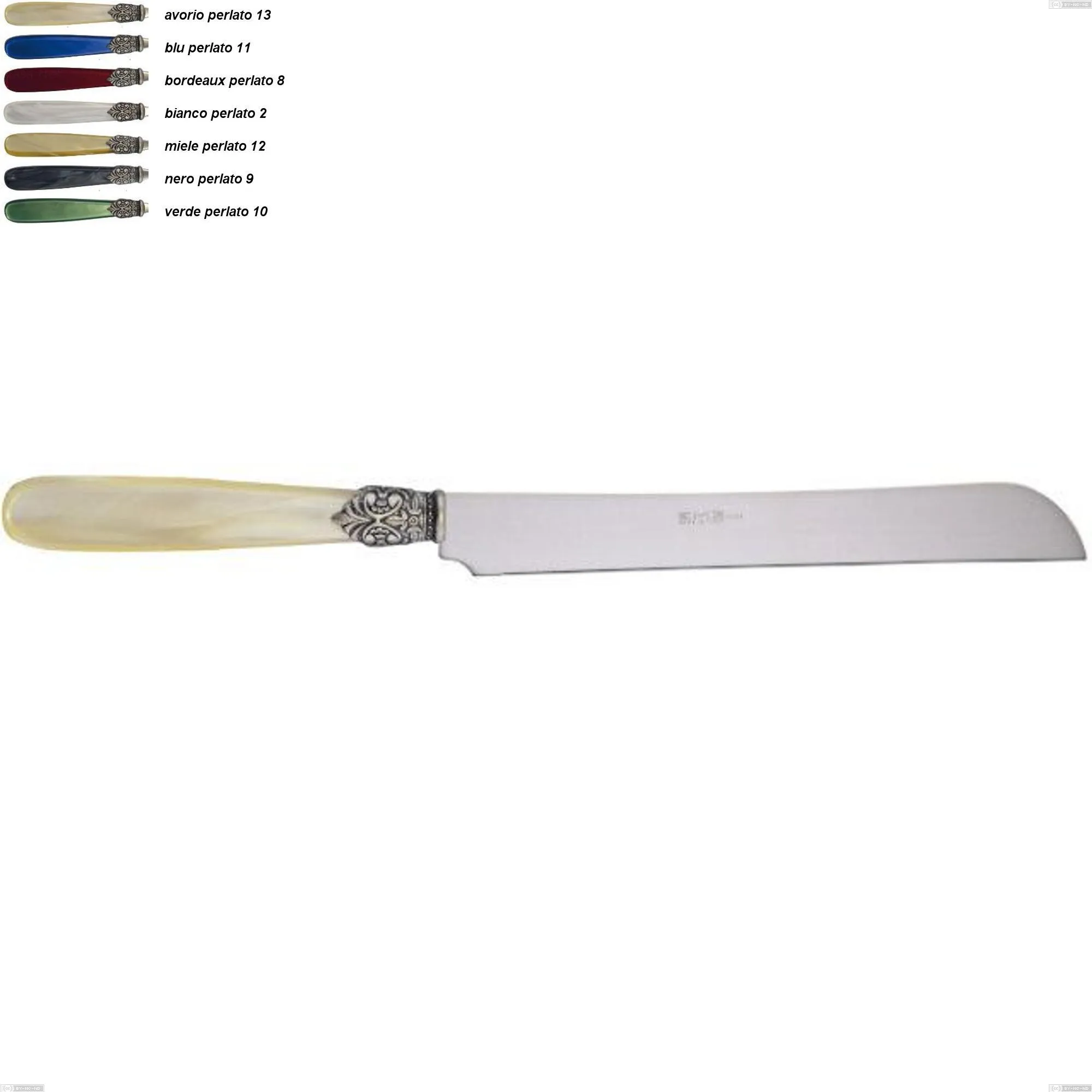 Coltello panettone georgian, Acciaio 18/10 AISI 304 Lucido manicatura acrilico perlato, lunghezza 294 mm