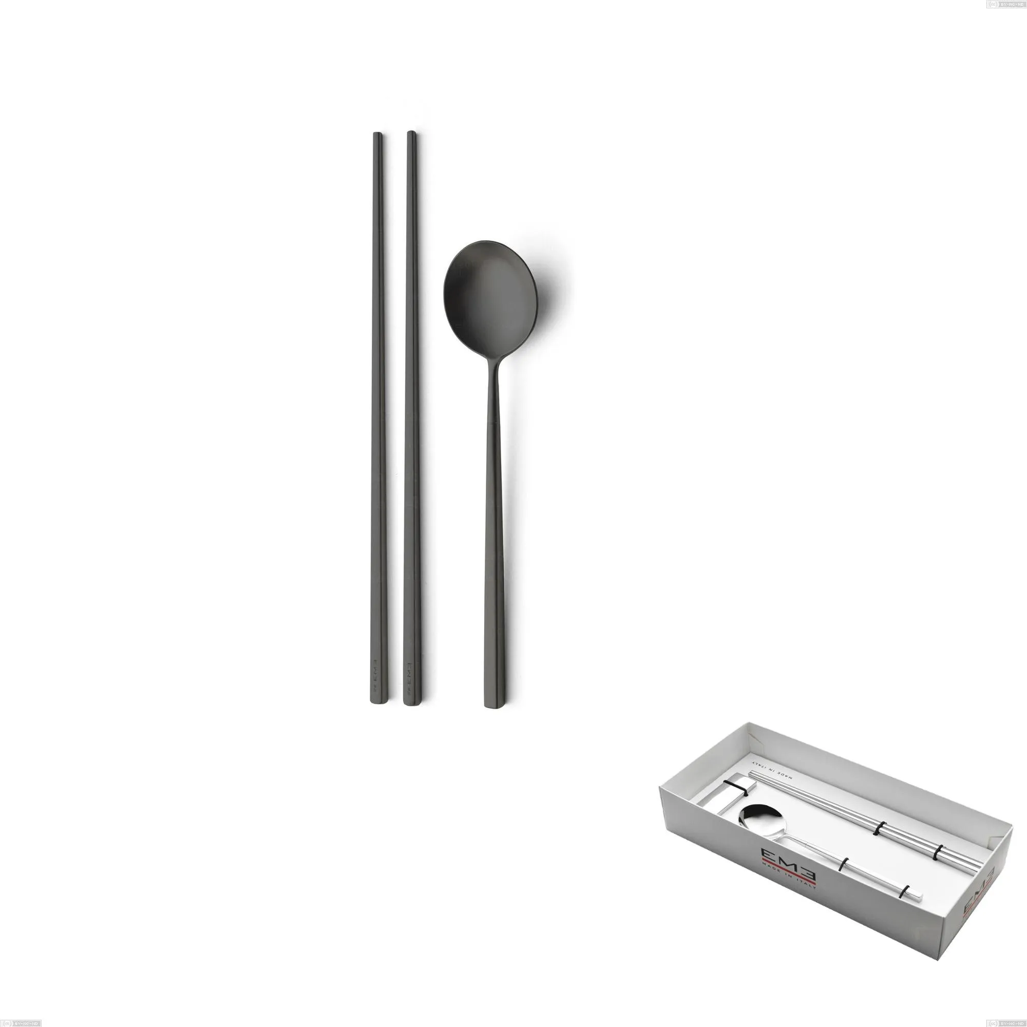 Set Sushi per 1 persona in confezione vetrina Kyoto Sabbiato Black, Acciaio inox (Aisi 304) inox sabbiato