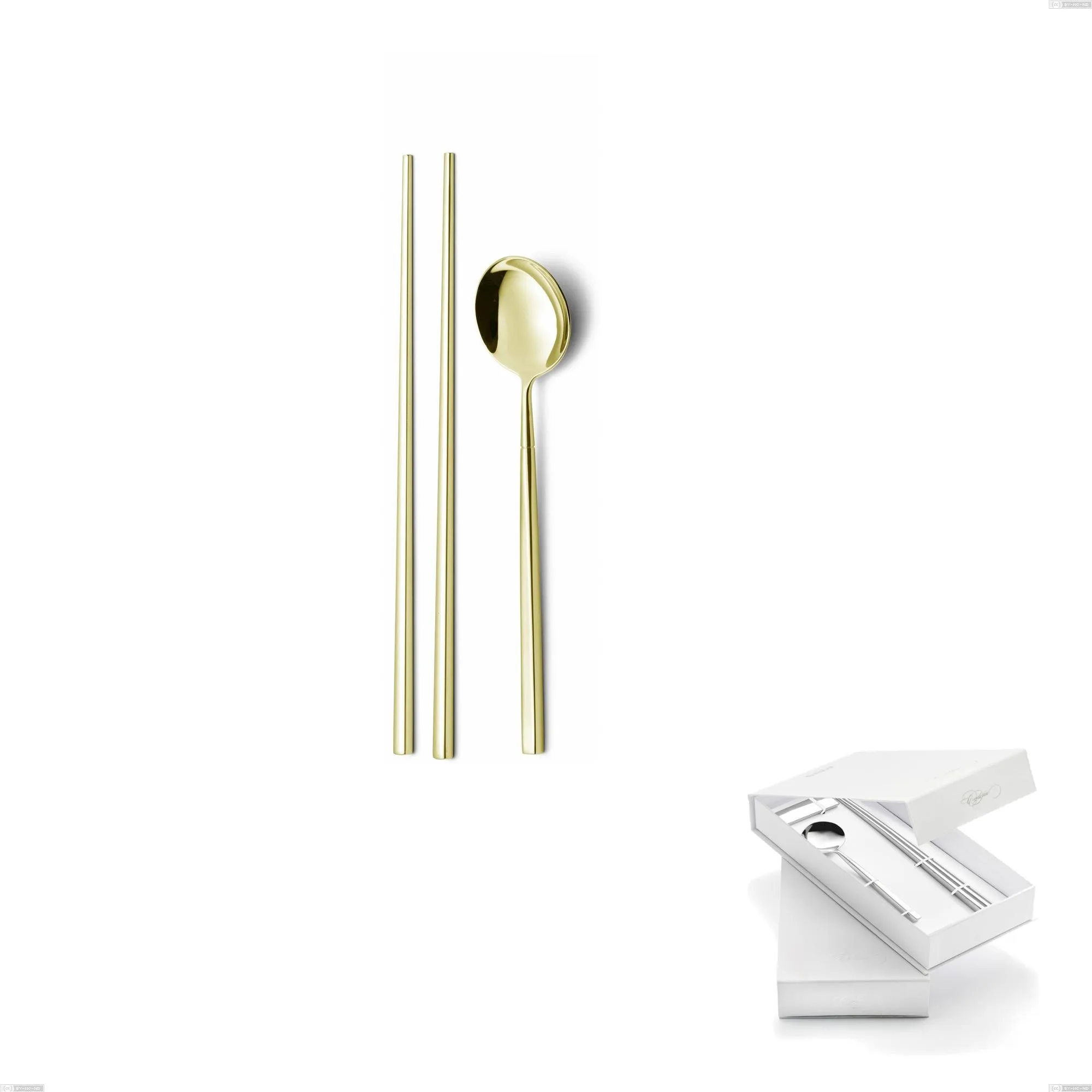 Set Sushi per 1 persona in confezione a libro Kyoto Tin Gold, Acciaio inox (Aisi 304) trattamento pvd acciaio lucido