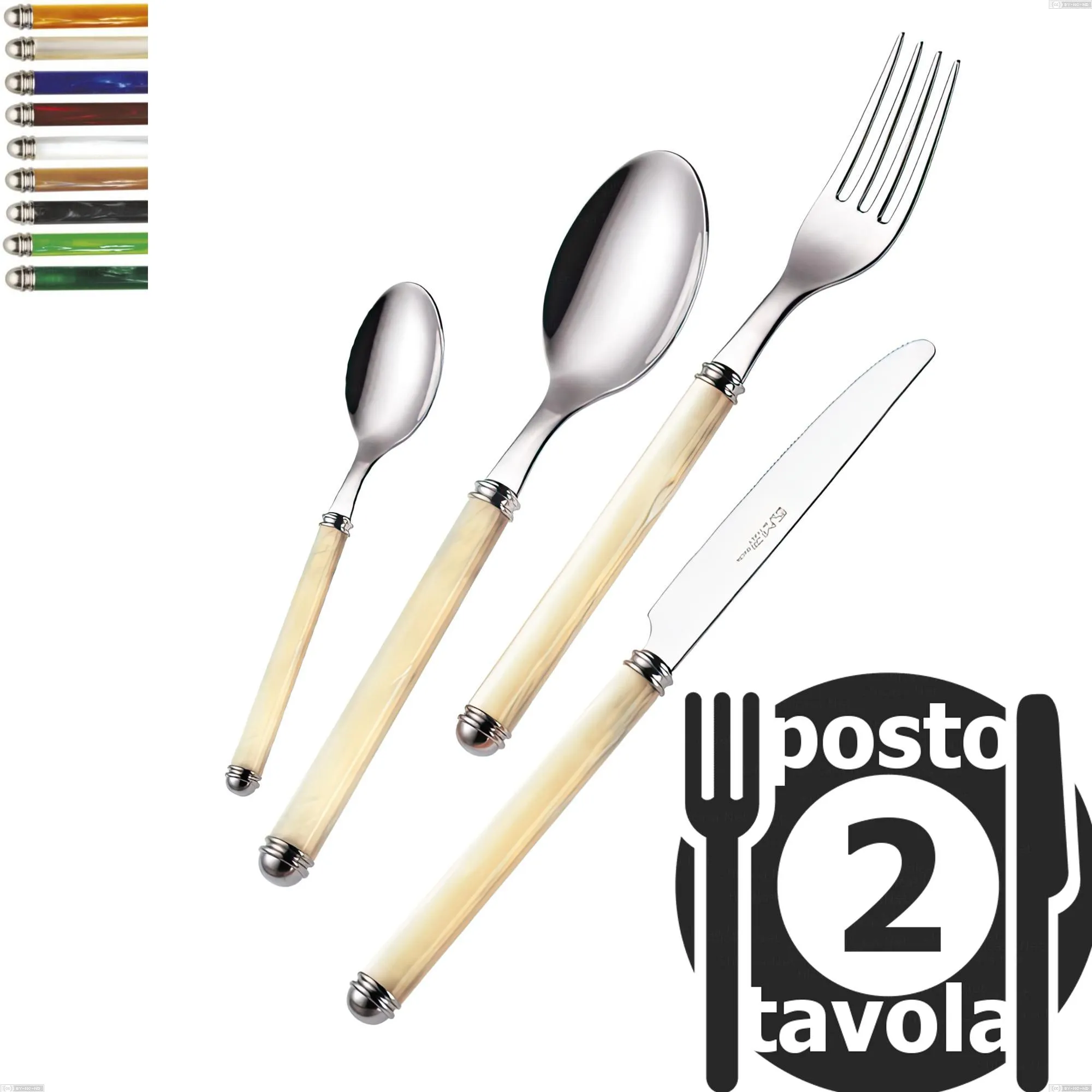 Confezione 2 posti tavola Linea Perlato, Acciaio inox 18/10 (AISI304)