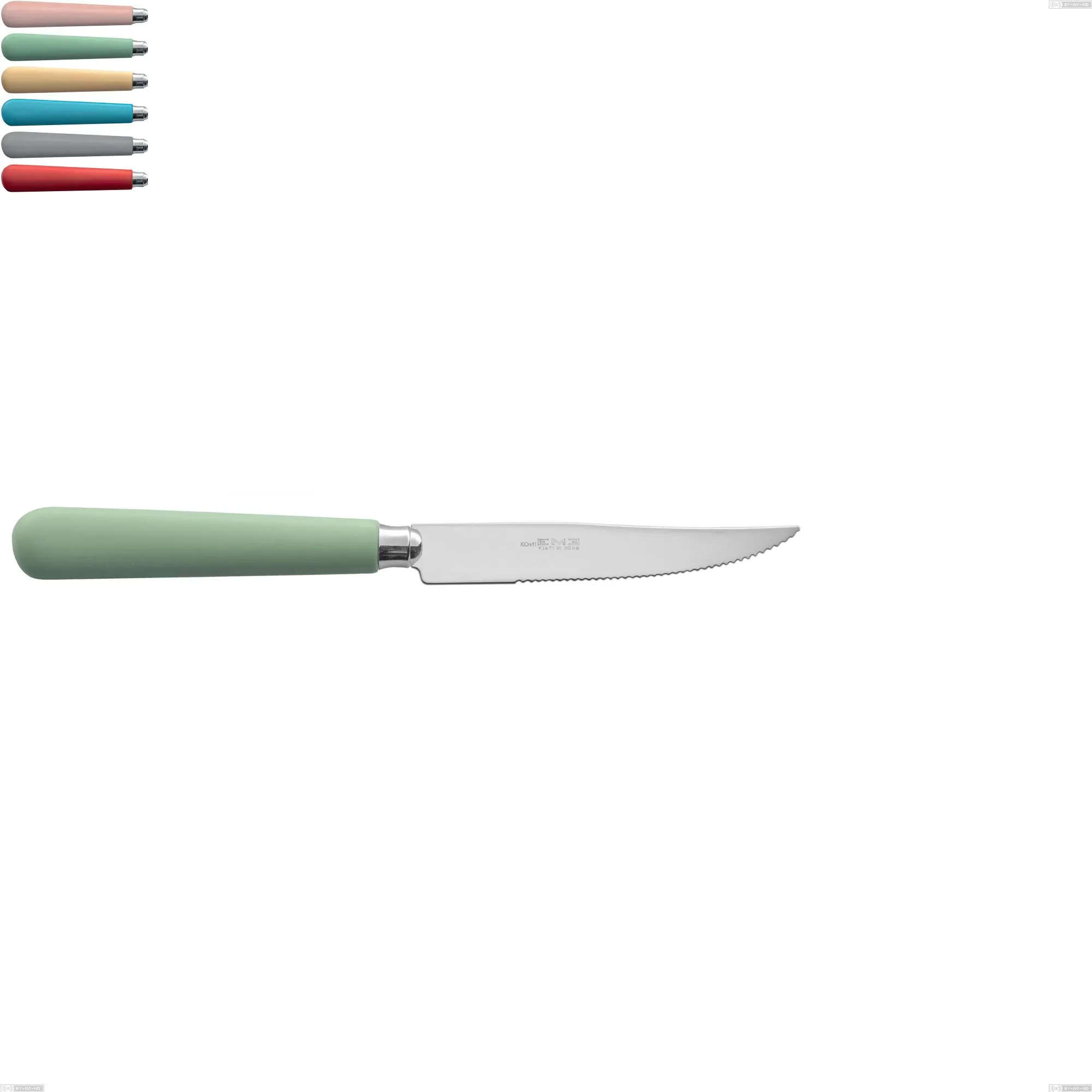 Coltello bistecca macarons, Acciaio inox 18.10 lunghezza 222 mm manici in acrilico inox lucido