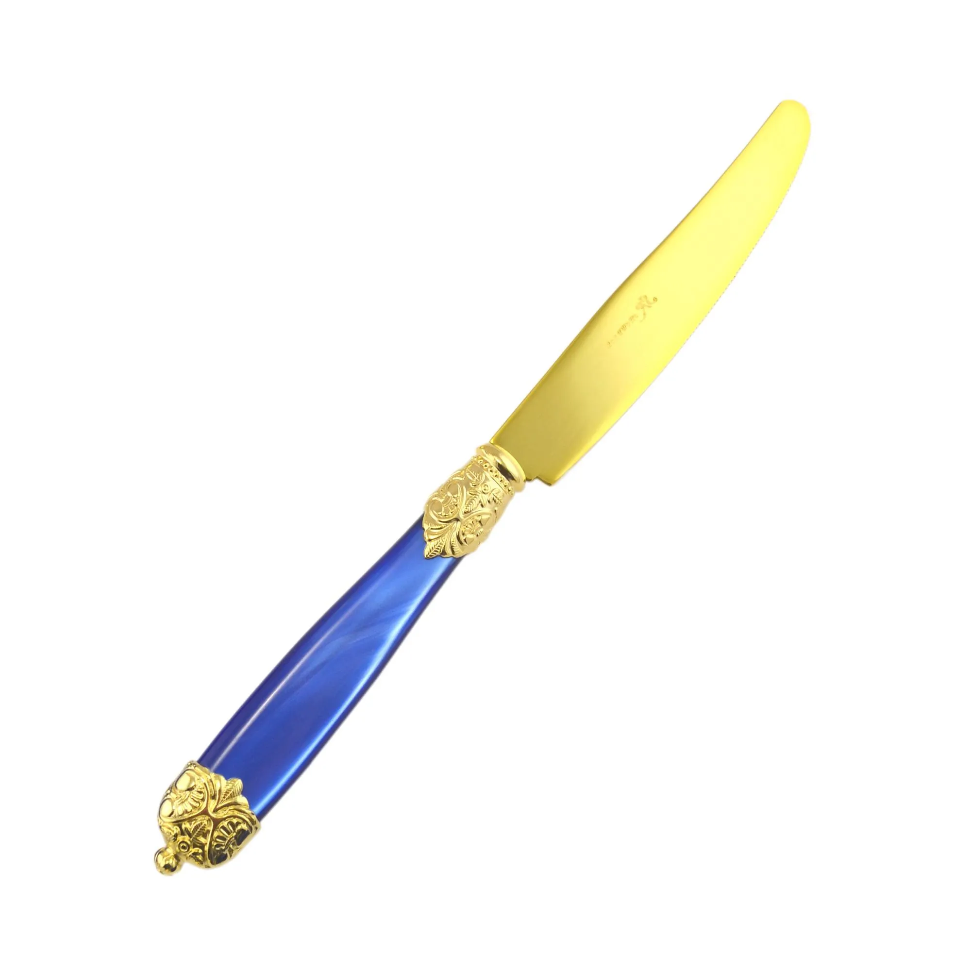 Coltello da tavola Mirage in Ghiere oro Tin Gold 18.10 (AISI 304) manico perlato doppia ghiera lavabili in lavastoviglie Blu Perlato