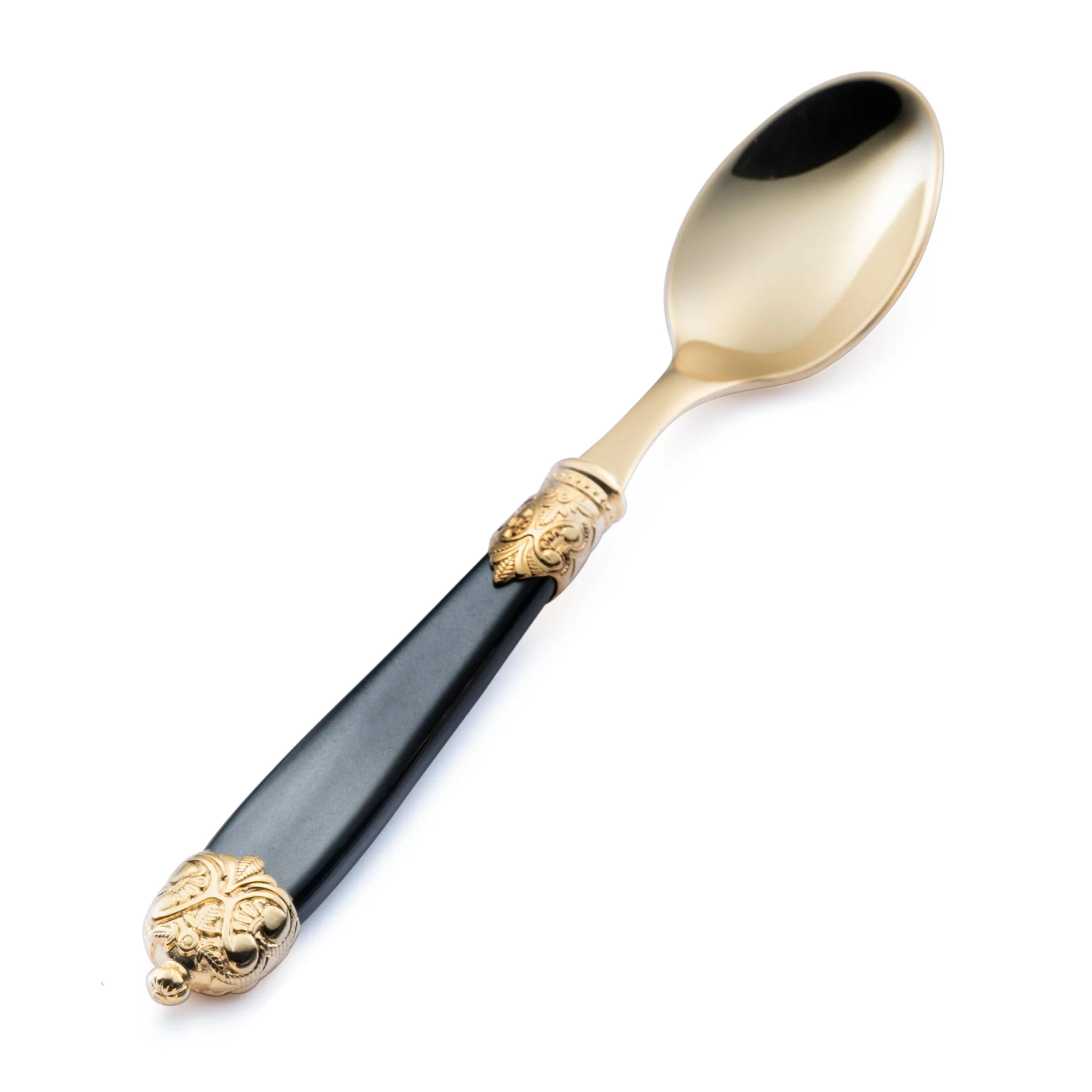 Cucchiaino da caffè Mirage in Ghiere oro Tin Gold 18.10 (AISI 304) manico perlato doppia ghiera lavabili in lavastoviglie Nero Perlato
