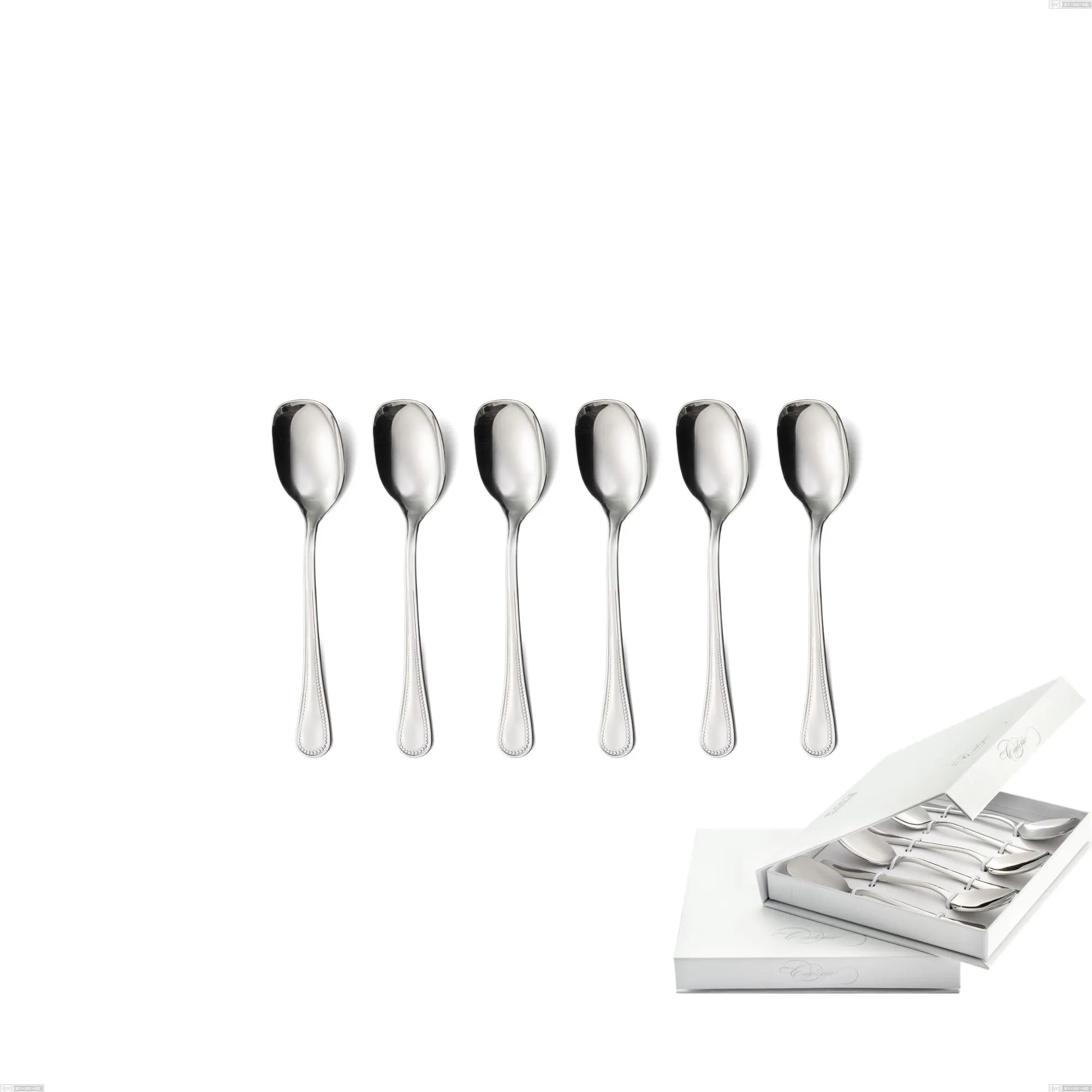 Confezione a libro 6 pezzi cucchiaini gelato privilege, Acciaio inox Aisi 304 Posate Lucide, spessore 2.5 mm