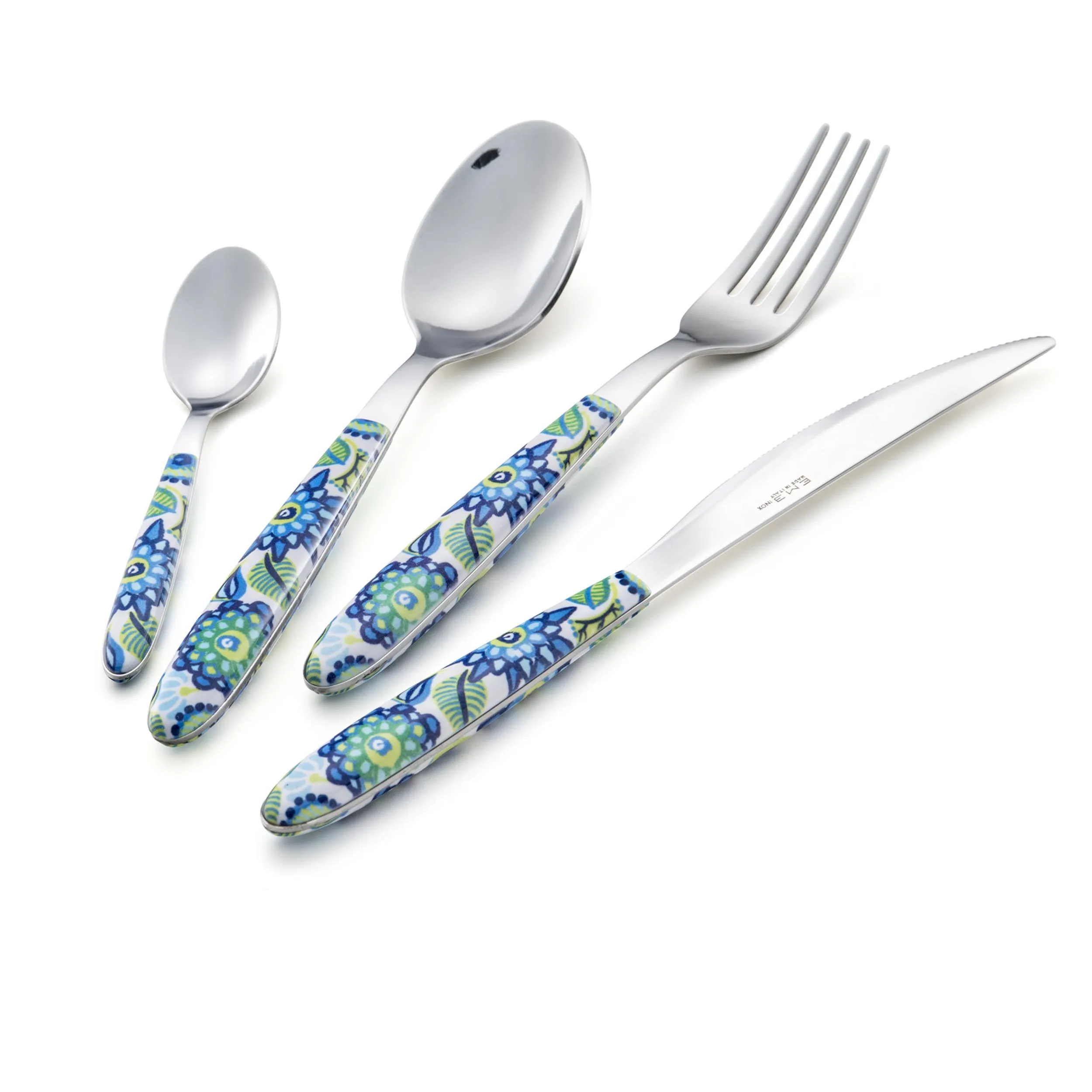 Set Posate colorate 24 pezzi VERO TROPICAL BLU 6 posti tavola 18/C in confezione vetrina