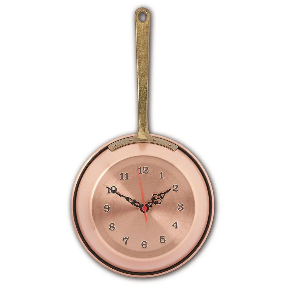 Orologio Padella in Rame Ø 22 cm martellato a mano liscio