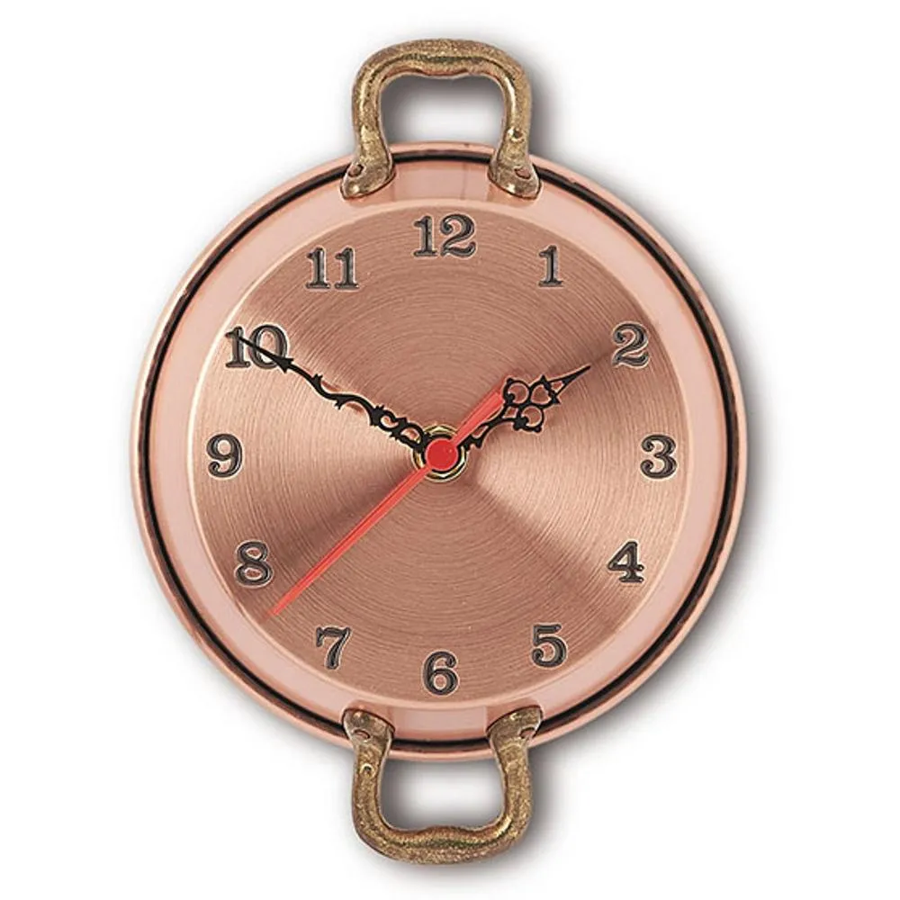 Orologio Tegame in Rame Ø 22 cm martellato a mano liscio