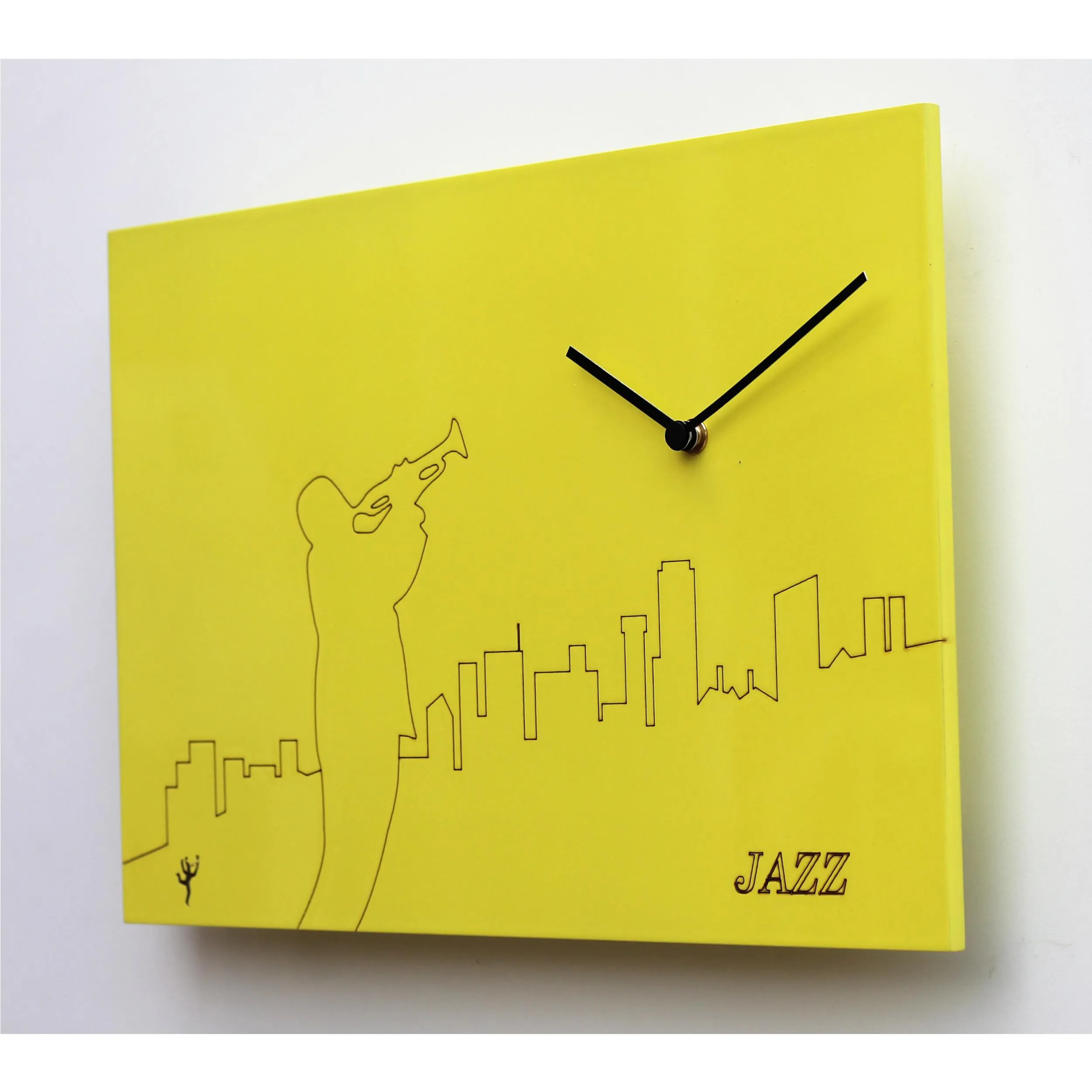 Orologio Cucù da parete Jazz in MDF rettangolare 40xh27 cm spessore 3,5 cm colore giallo