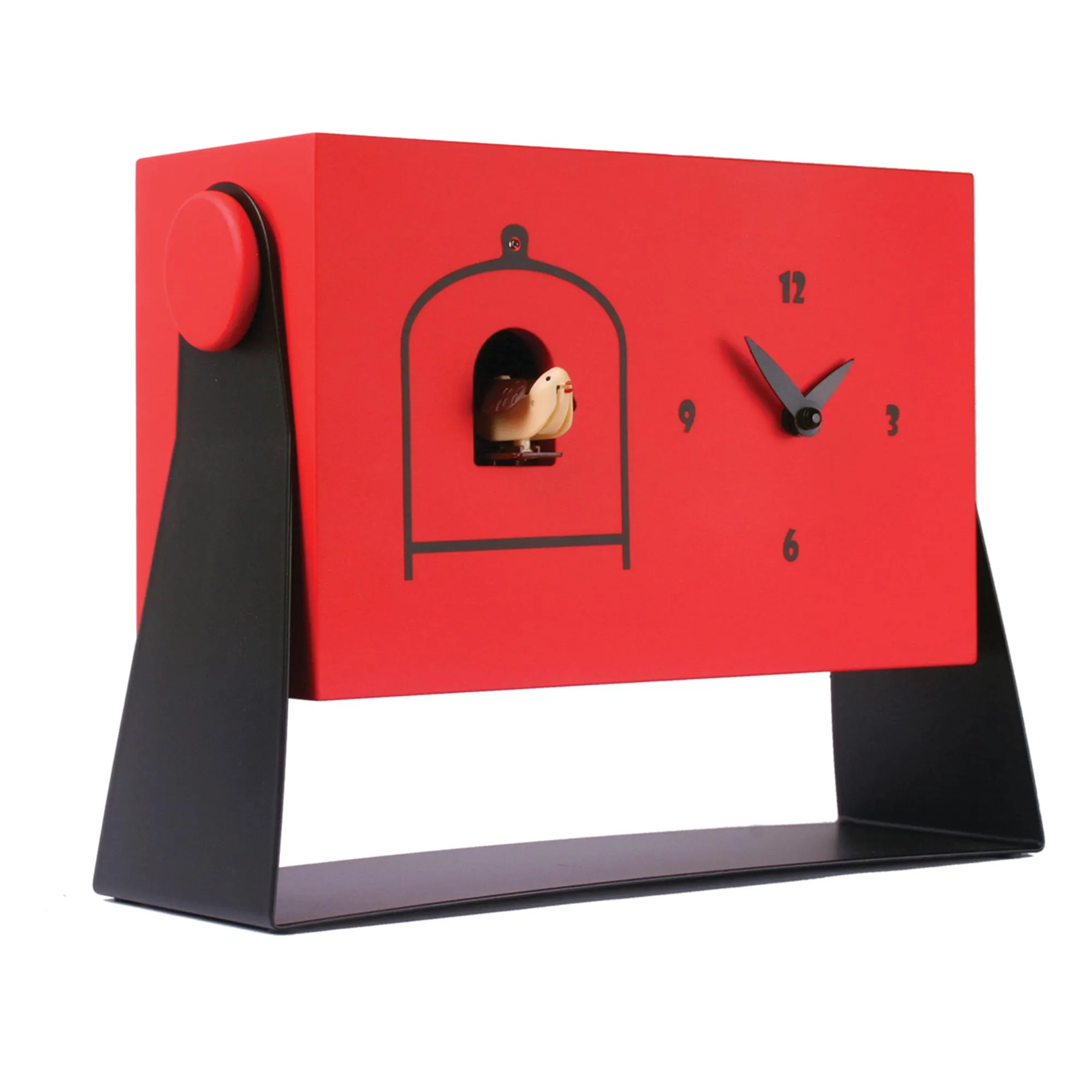 Orologio Cucù da tavolo, appoggio 30x10xh22 cm cassa in metallo MDF laccata rosso ral 2002