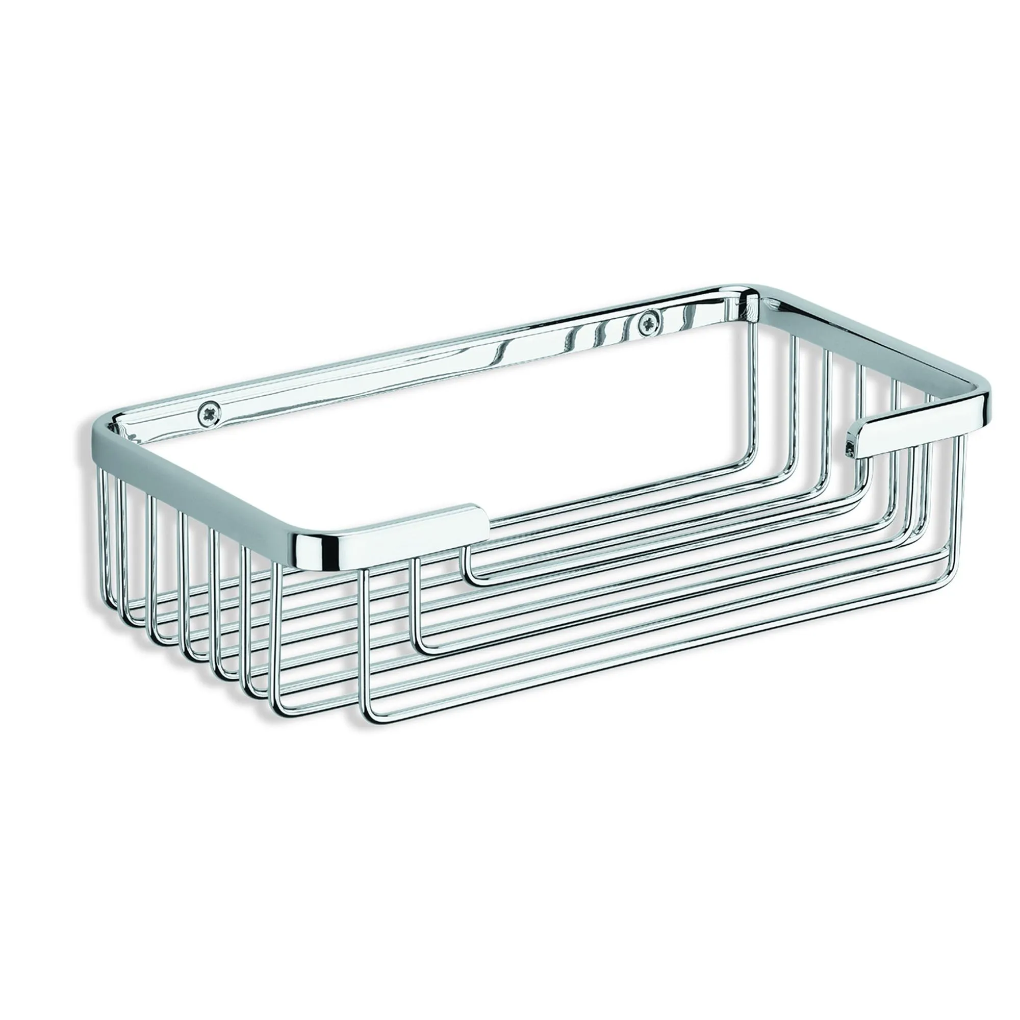 Porta Spugna, mensola doccia in filo di acciaio inox rettangolare h6x13x25 CM Completo di stop per il montaggio