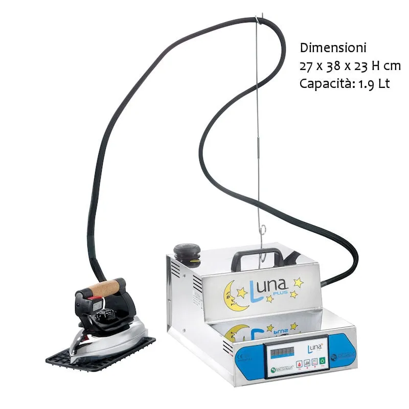 Ferro da Stiro professionale Luna Plus gestione elettronica caldaia 1,9 litri 2-3 ore di stiratura completo di ferro da stiro professionale Asta altezza 60 cm valvola regolabile doppia valvola di sicurezza