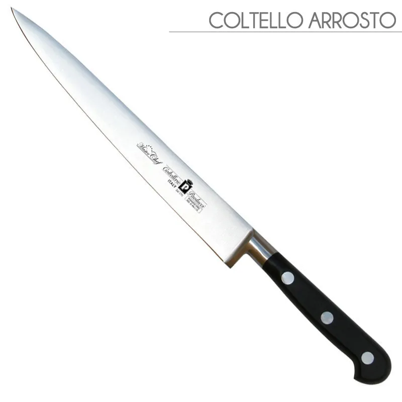 Coltello arrosto forgiato Manici in POM per alimenti 25 cm colore nero resistente in lavastoviglie