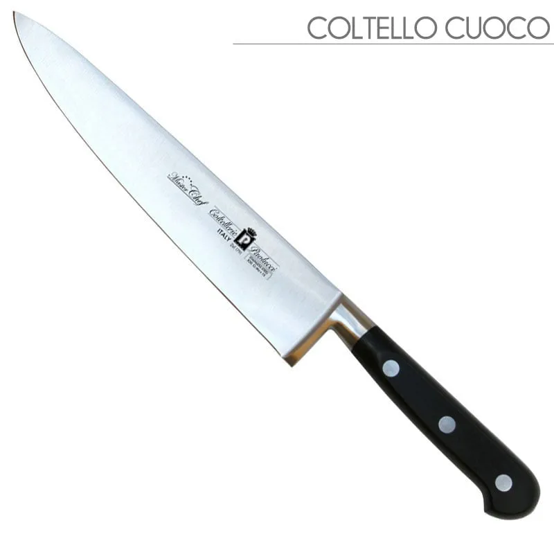 Coltello cuoco forgiato Manici in POM per alimenti 20 cm colore nero. resistente in lavastoviglie