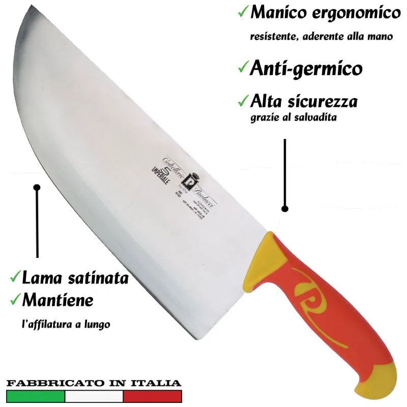 Coltello mezzo colpo lama inox Manici in polipropilene gomma antiscivolo atossici. 28 cm - Peso 650 Gr trattamento germicida. adatto lavastovigli