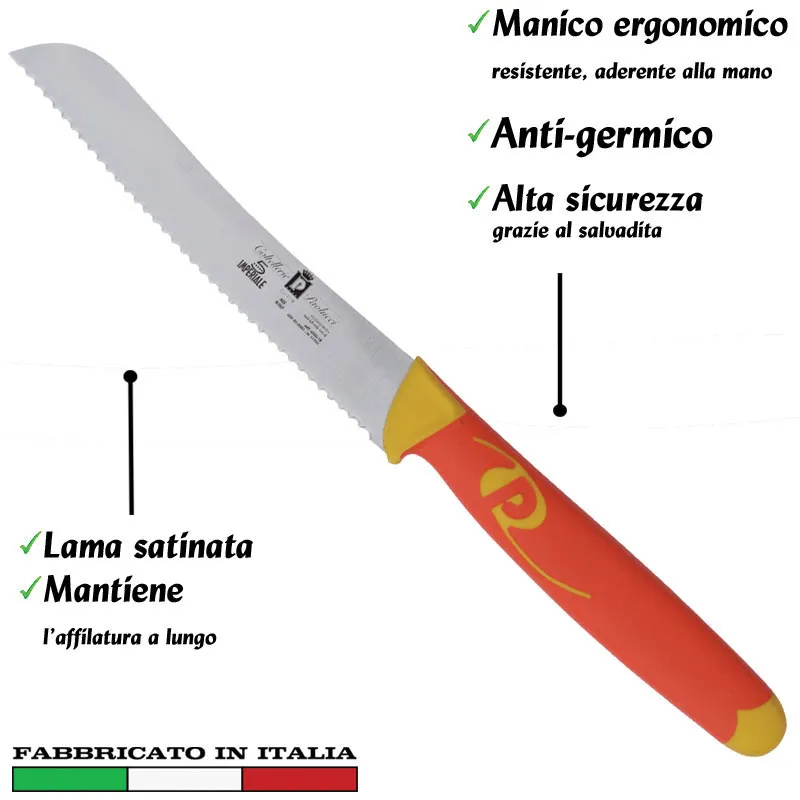 Coltello per verdure lama inox 12cm Manici in polipropilene gomma antiscivolo atossici. trattamento germicida. adatto lavasto