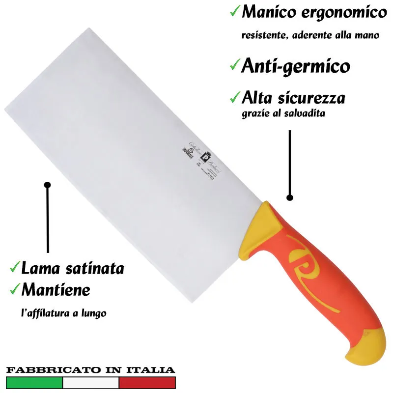 Coltello mod orientale inox 22 cm Manici in polipropilene gomma antiscivolo atossici. trattamento germicida. adatto lavastovi