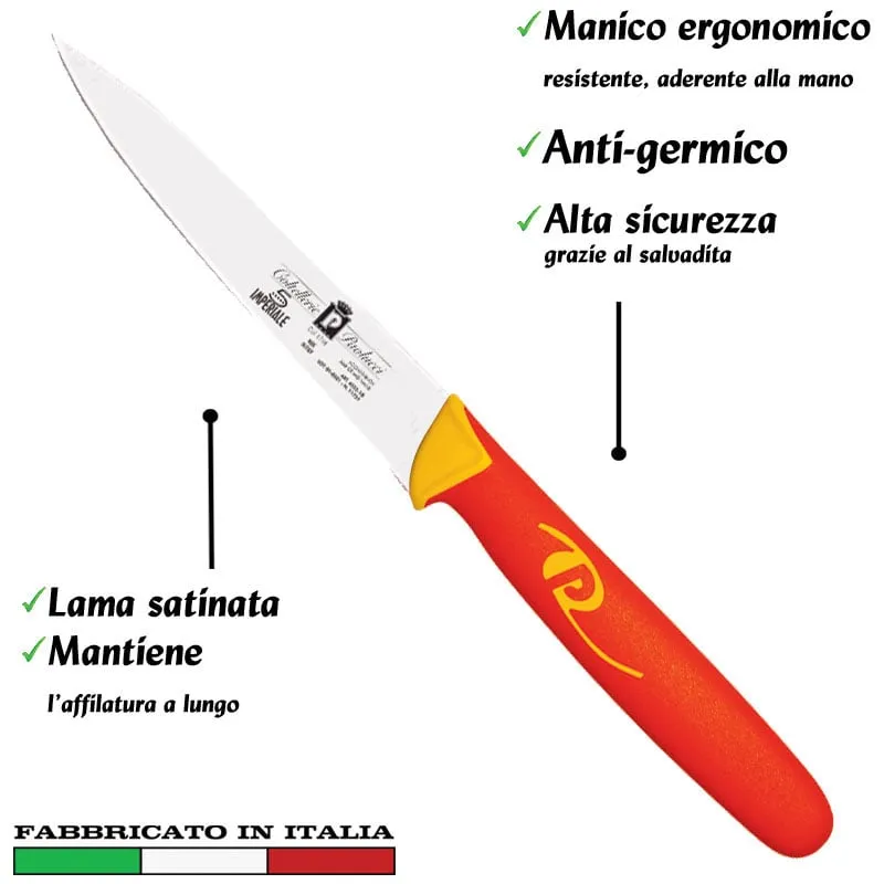 Coltello Spelucchino lama inox 10cm Manici in polipropilene gomma antiscivolo atossici. trattamento germicida. adatto lavasto