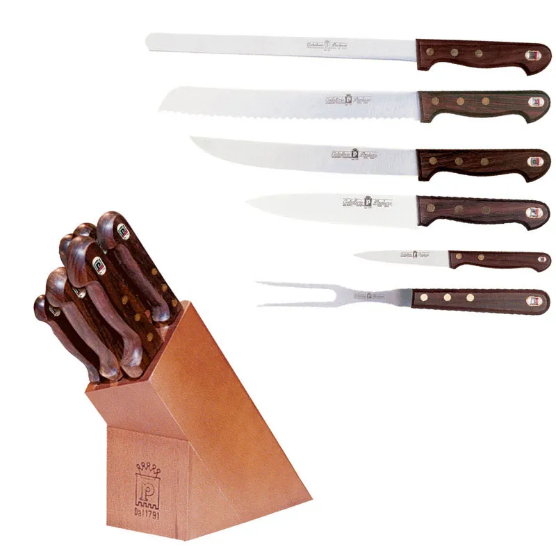 Ceppo coltelli in legno con 6 coltelli 25x8xh20 cm