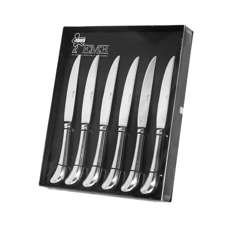 Coltelli da Bistecca Manico Vuoto Set 6 Articolo realizzato in acciaio 1810 lucidato a specchio. in confezione regalo