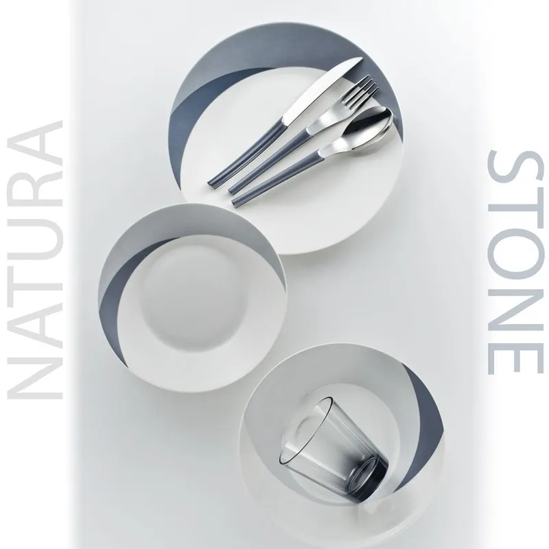 Posto Tavola NATURA STONE in New Bone China lavabile in lavastoviglie 7 pezzi