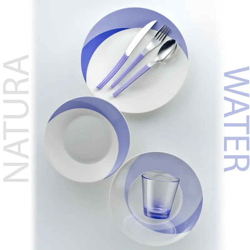 Posto Tavola NATURA WATER in New Bone China lavabile in lavastoviglie 7 pezzi