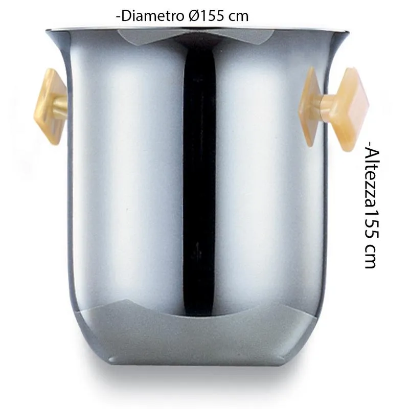 Secchiello Ghiaccio diametro Ø15,5xh15 cm SEVILLE Medio in acciaio inox Lucido manici colorati