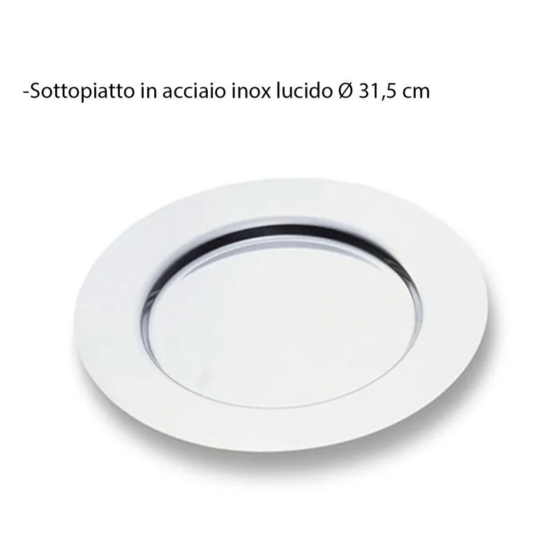 Sottopiatto in Acciaio tondo diametro 31.5 cm ALEX bordo Piatto in acciaio inox Lucido