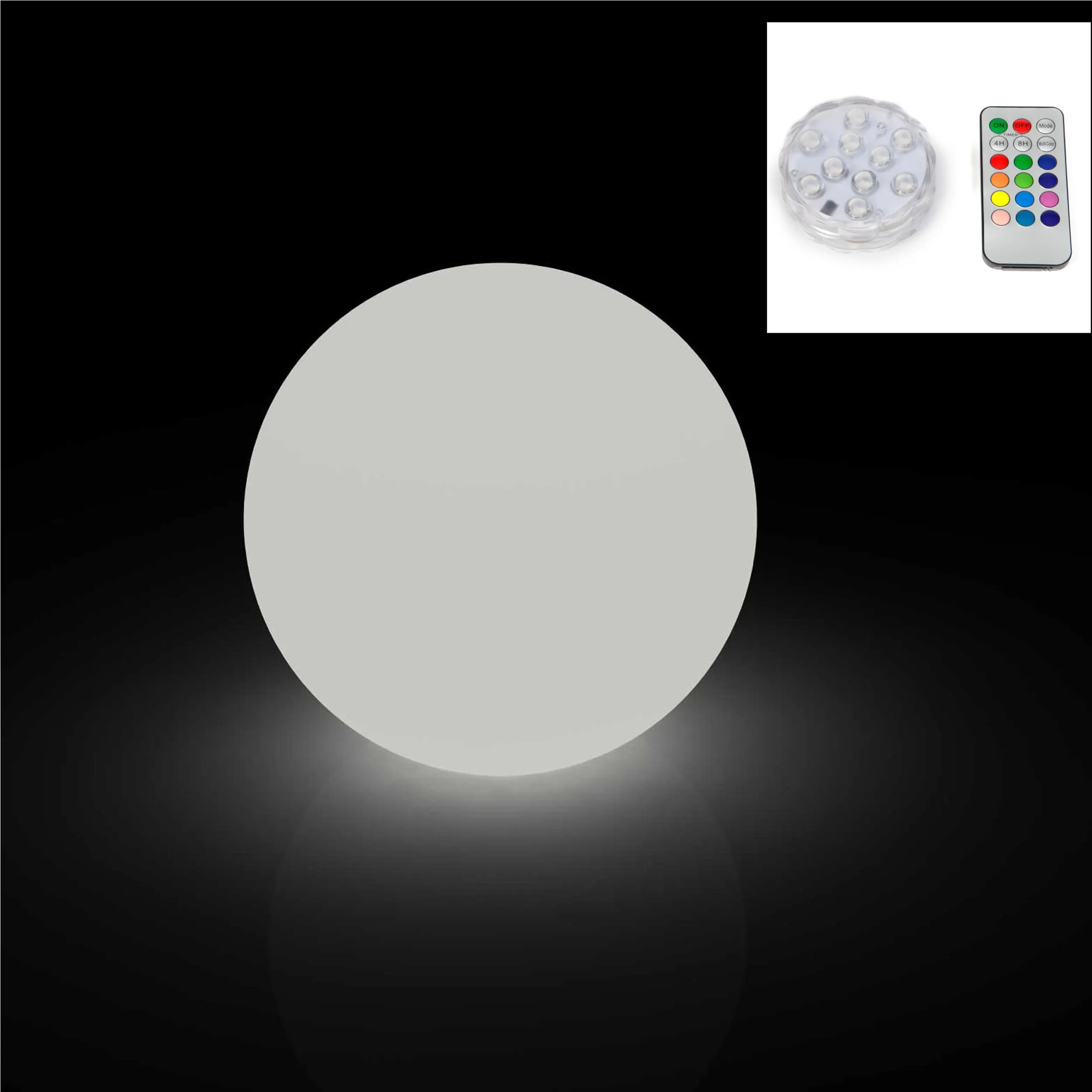 Lampada Sfera MOON Trasparente per interno esterno diametro 70 cm con illuminazione RGB immergibile e telecomando