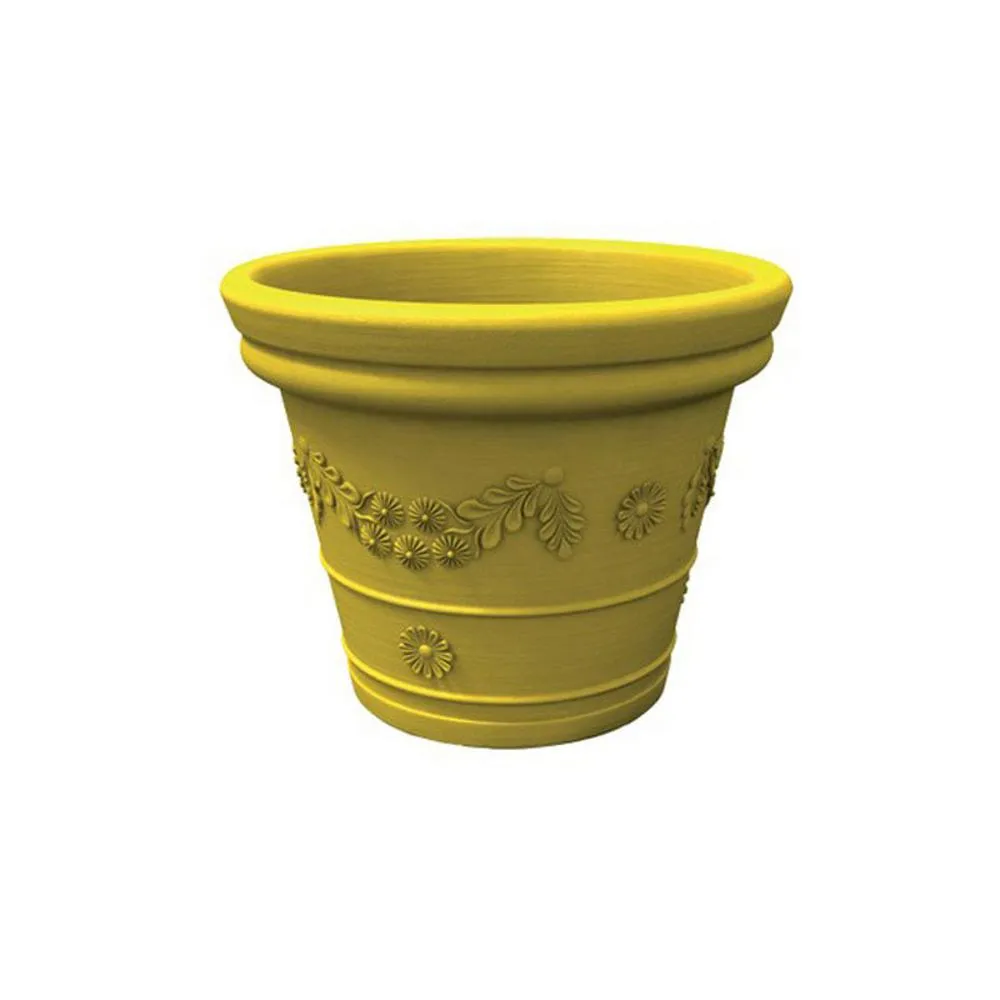 Vaso festonato in Polietilene con decoro a rilievo TONDO dimensioni 65x38xh 52 cm adatto interno esterno colore Giallo