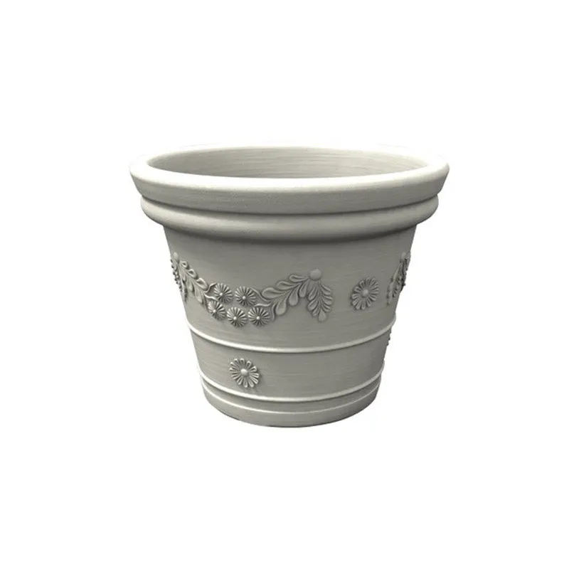 Vaso festonato in Polietilene con decoro a rilievo TONDO dimensioni 80x43xh 64 cm adatto interno esterno colore Bianco