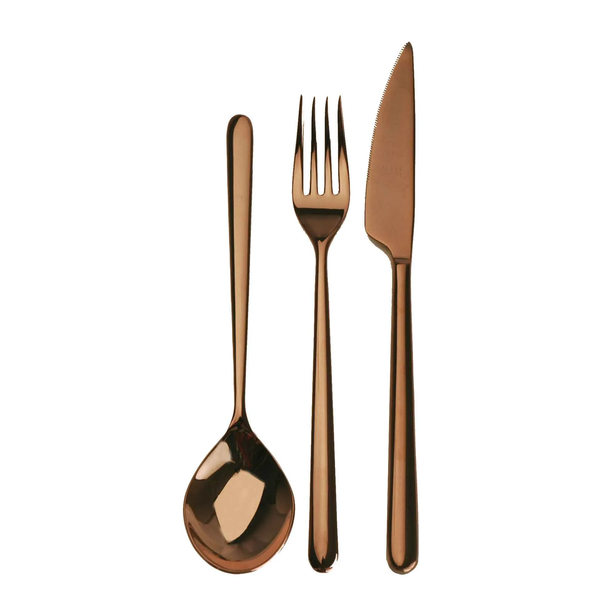 Servizio pesce 24 pezzi linea bronzo Linea Bronzo" in Acciaio Inossidabile, colore Bronzo, Lavorazione della supperficie con impiantazione di Titanio PVD"