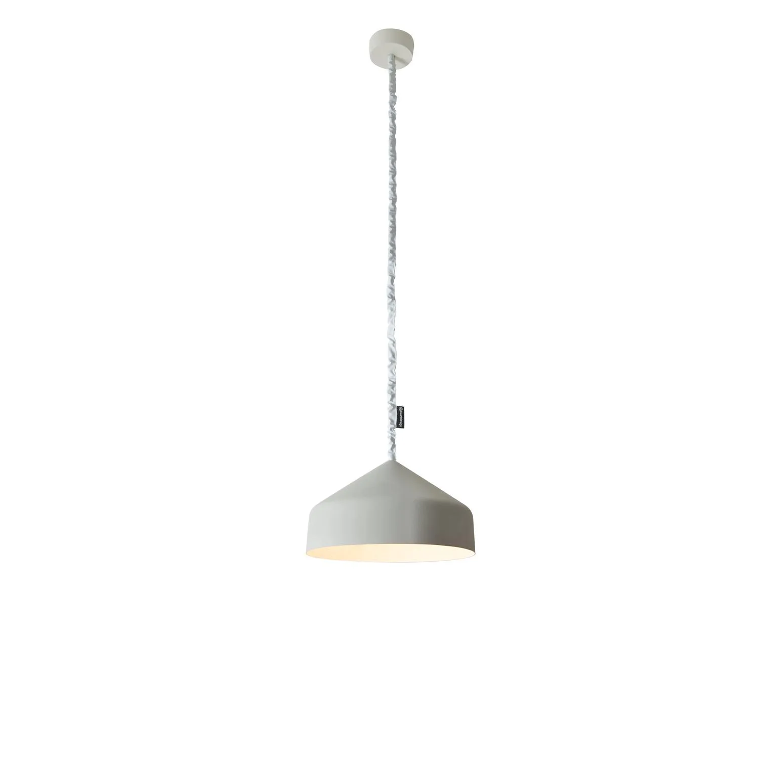 Lampada da Soffitto Cyrcus cemento colore grigio Altezza 22,5 cm Diametro 40 cm, realizzata in laprene, nylon, nebulite, vernice effeto cemento