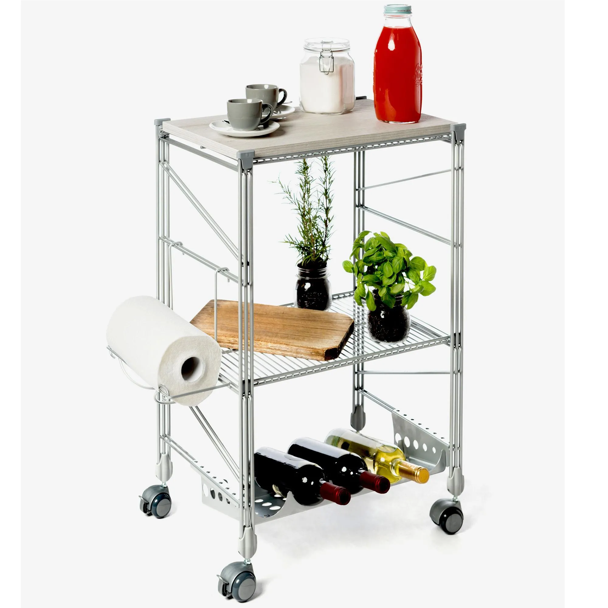 Carrello da Cucina portavivande 32x50xh78 cm verniciato grigio Metallizzato